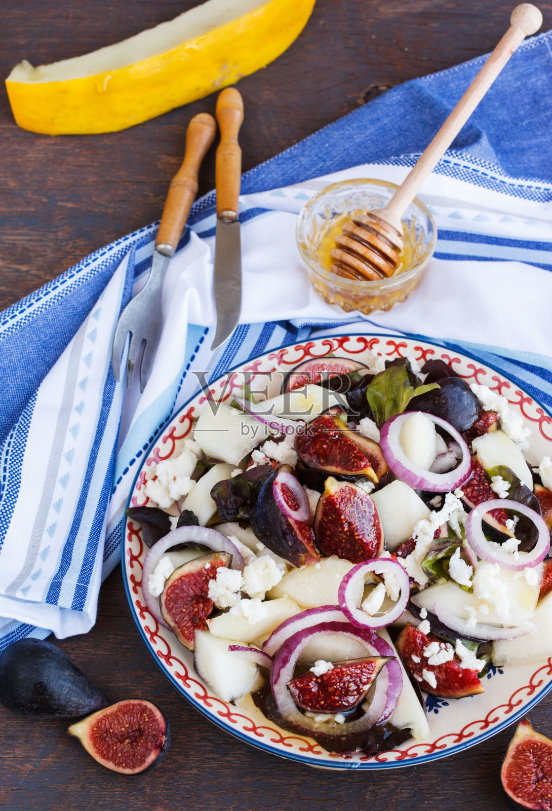 无花果瓜沙拉照片摄影图片