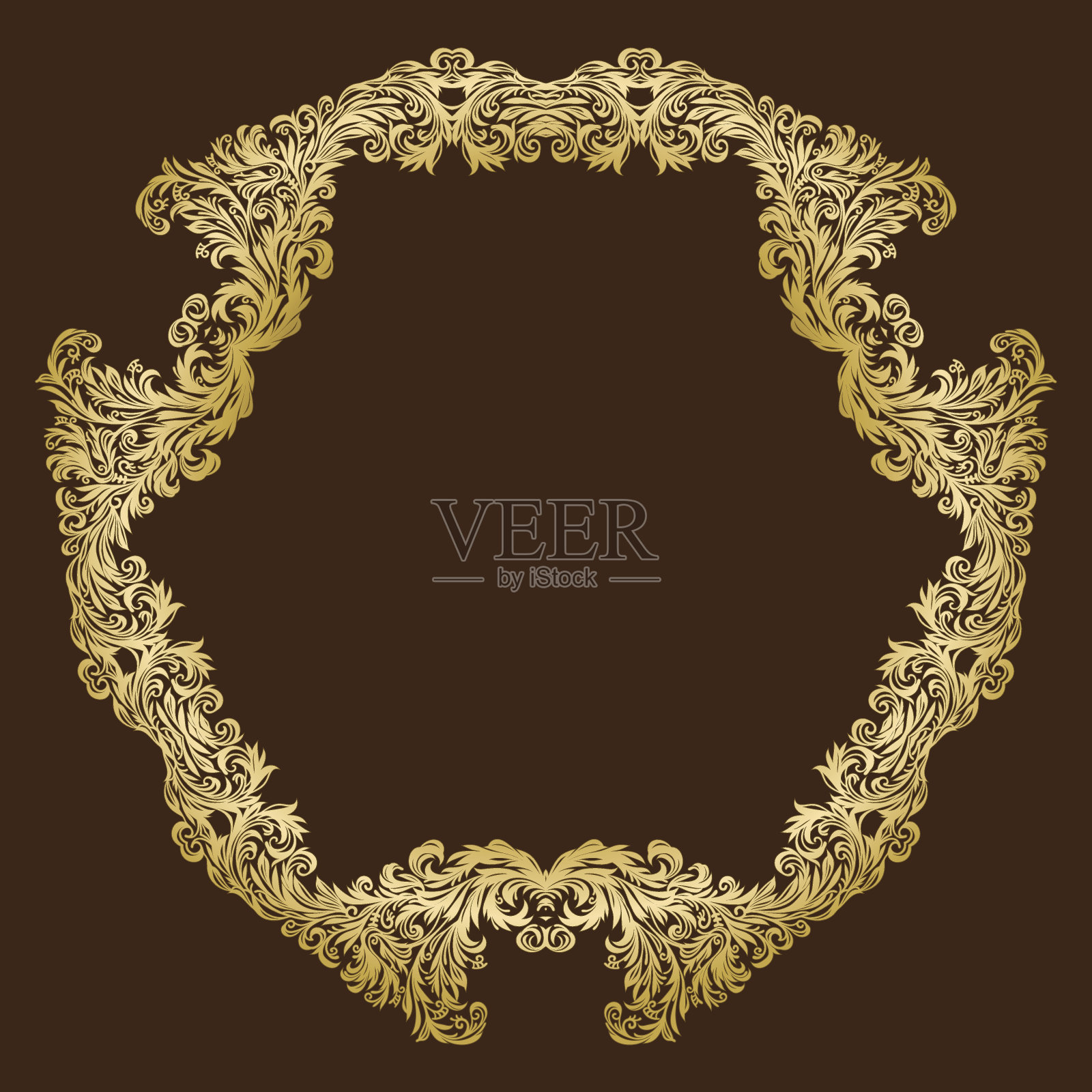 矢量复古华丽的皇家花卉金框架插画图片素材