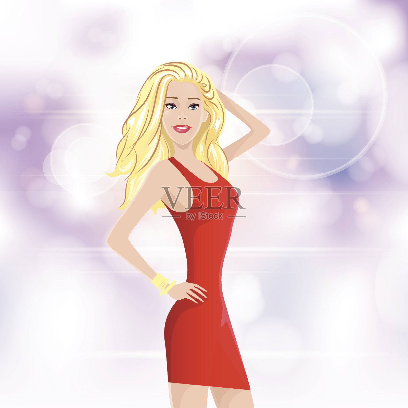 女人在红色短裙性感的抽象插画图片素材