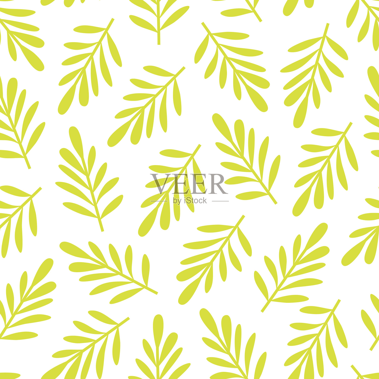抽象无缝背景与绿叶插画图片素材