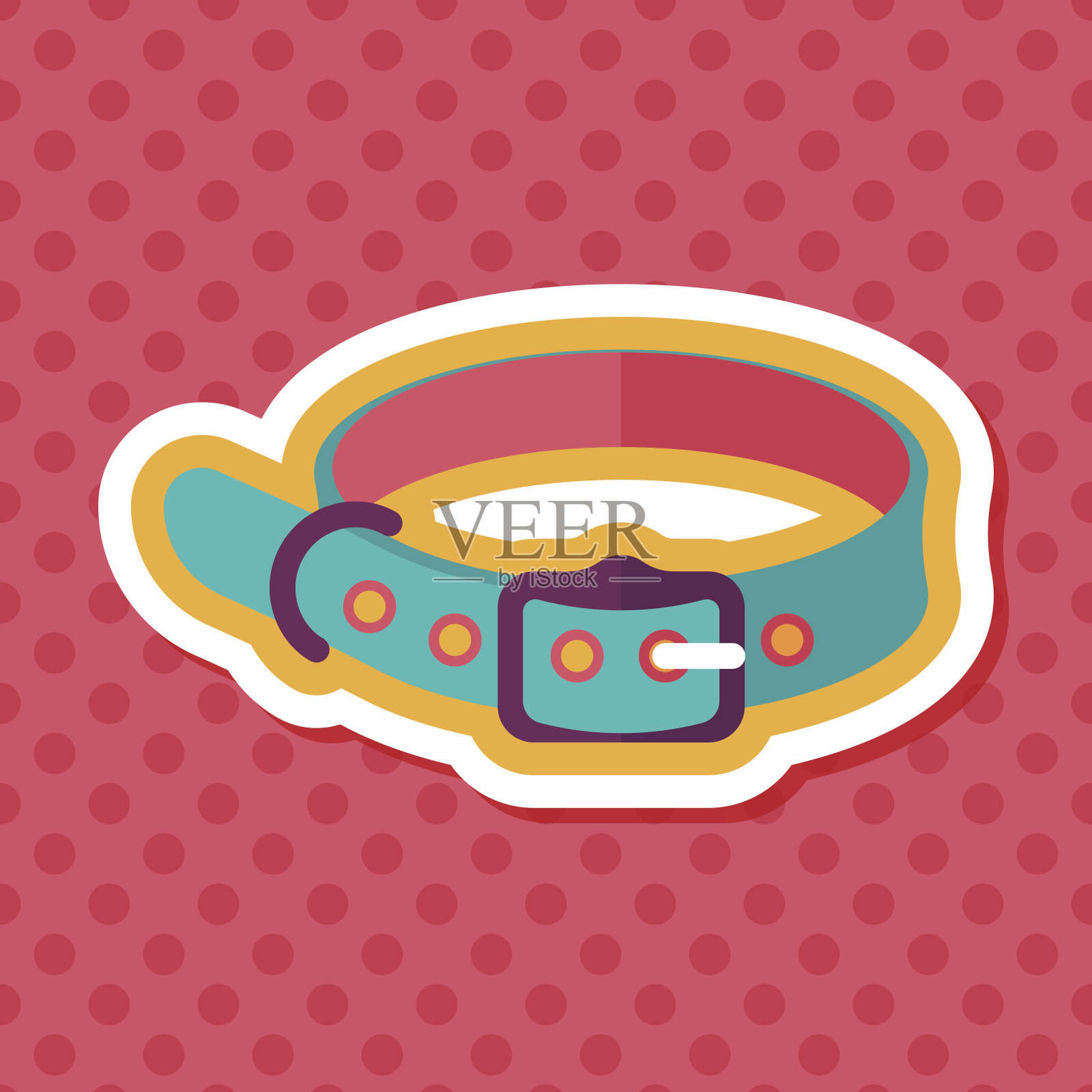 宠物狗链与长影子的图标，eps10插画图片素材