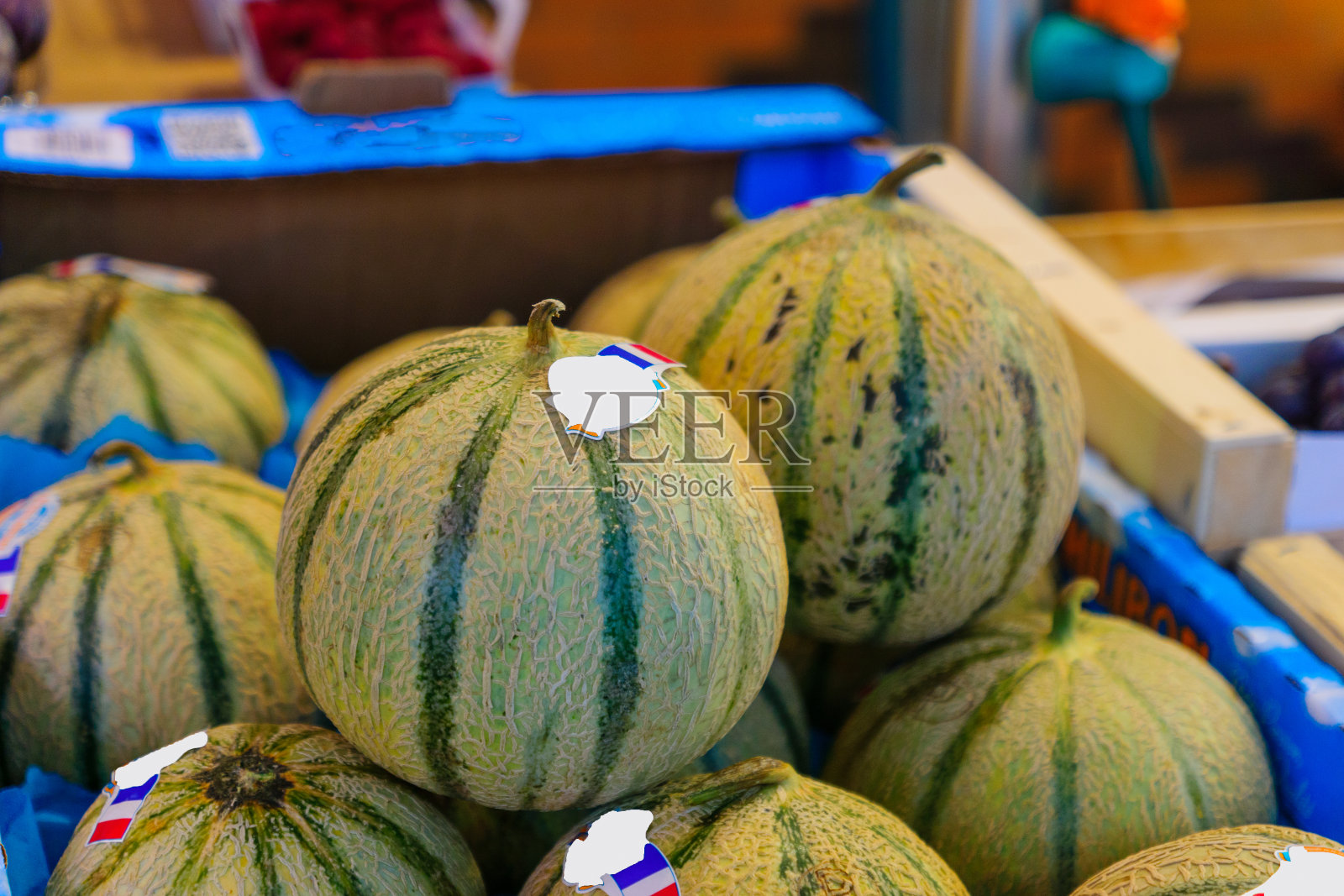 法国市场上出售的甜瓜照片摄影图片