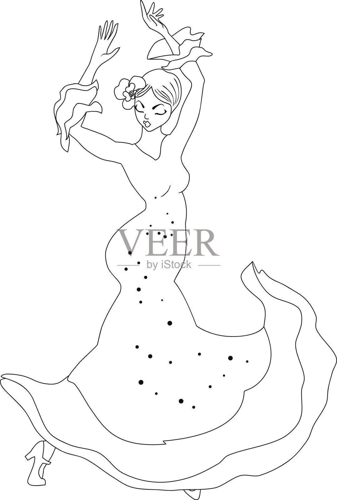 用弗拉明戈舞者涂色插画图片素材