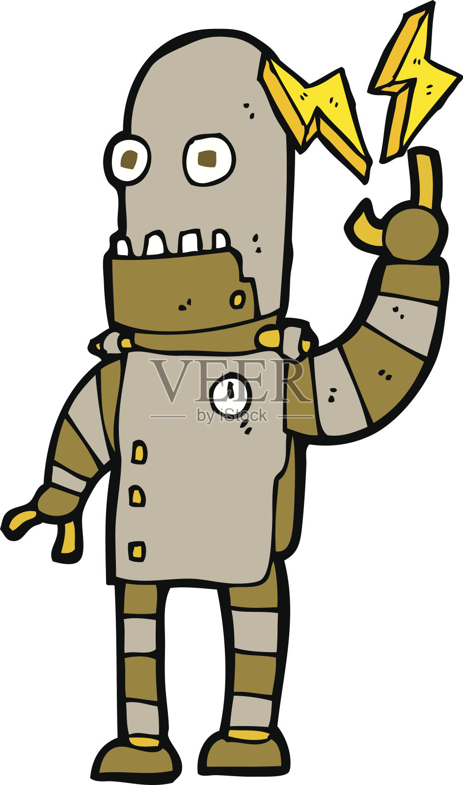 卡通旧机器人设计元素图片