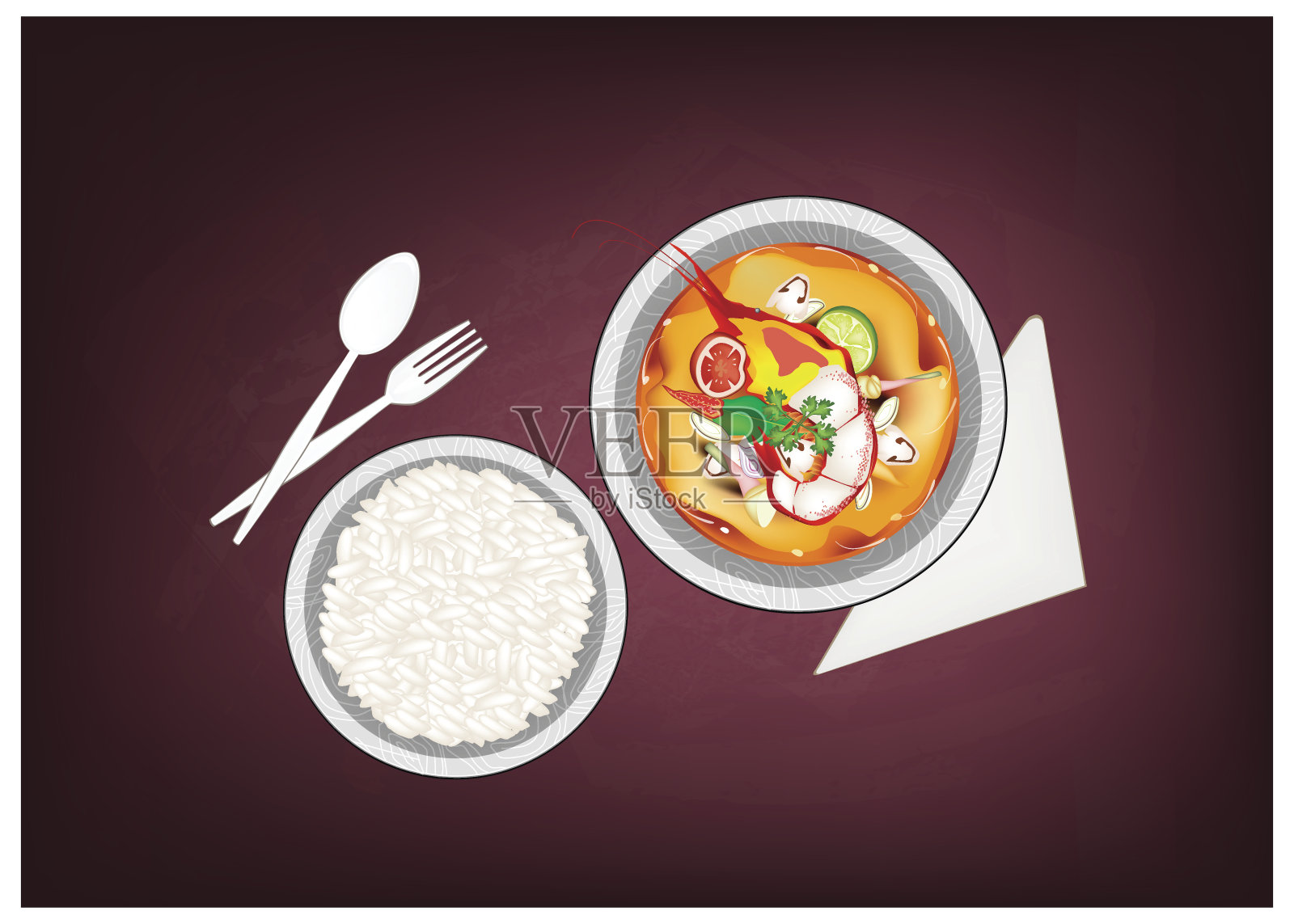 汤姆阴功或泰国酸辣汤在黑板上插画图片素材