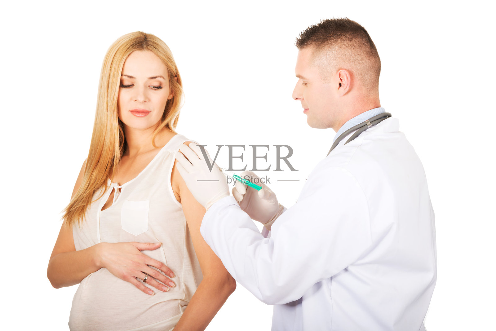 孕妇接种疫苗照片摄影图片