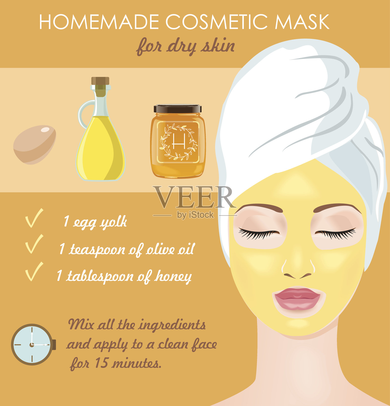 干性皮肤的化妆面膜插画图片素材