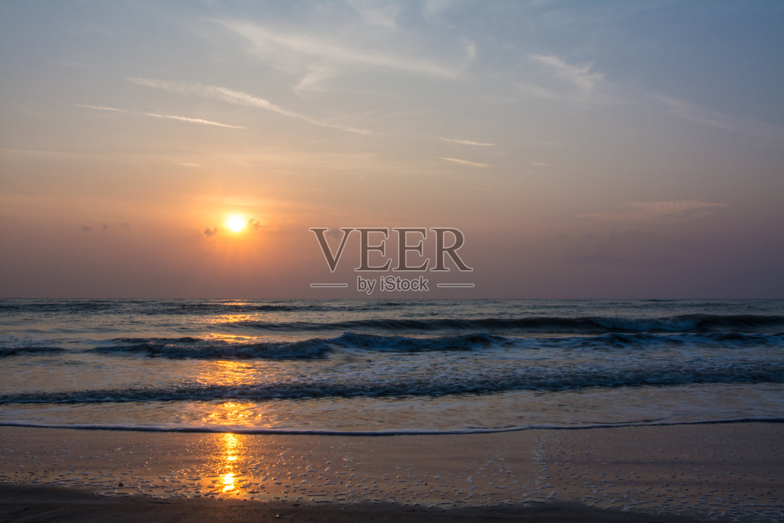 泰国普兰布里Samroiyod国家公园的Sampraya海滩的日出照片摄影图片