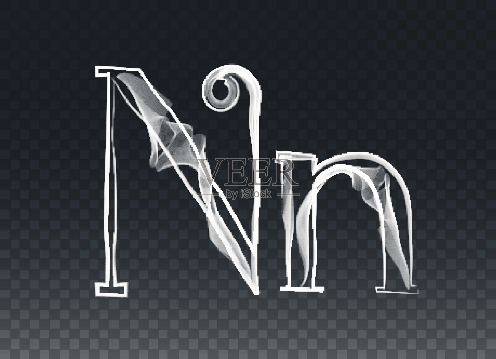 矢量烟或雾字母字体类型，两个字母设计元素图片