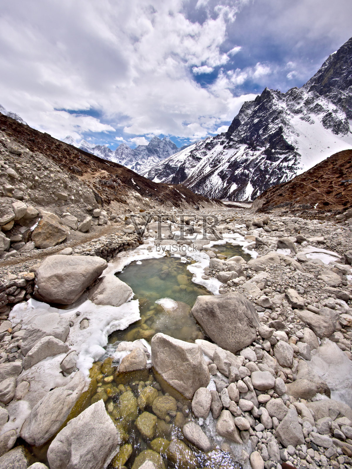 喜马拉雅山景观，珠穆朗玛峰地区，尼泊尔照片摄影图片