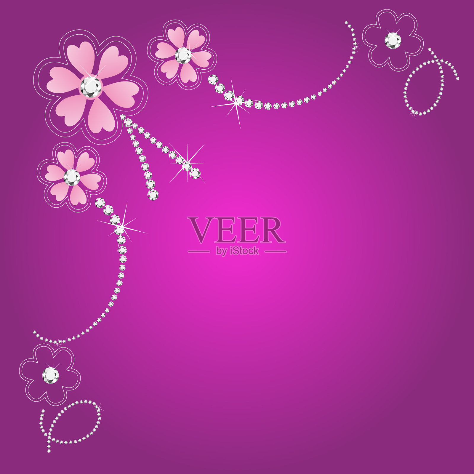 婚礼上的粉红色花卡片邀请插画图片素材