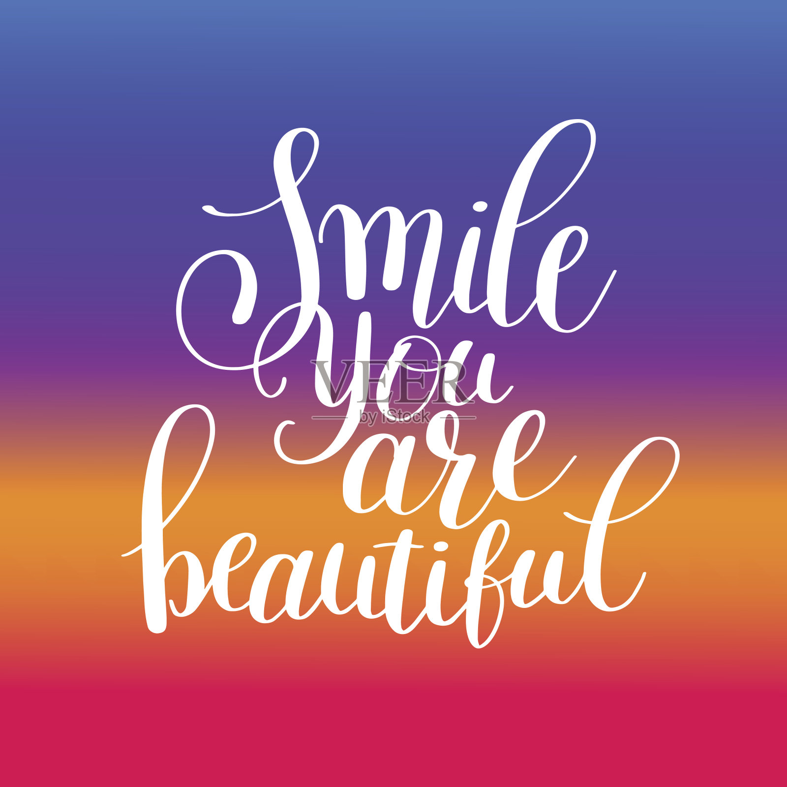 微笑你是美丽的短语手写积极的报价插画图片素材