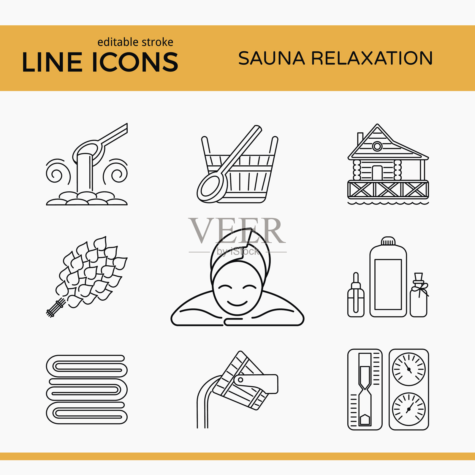 桑拿主题图标套装设计元素图片