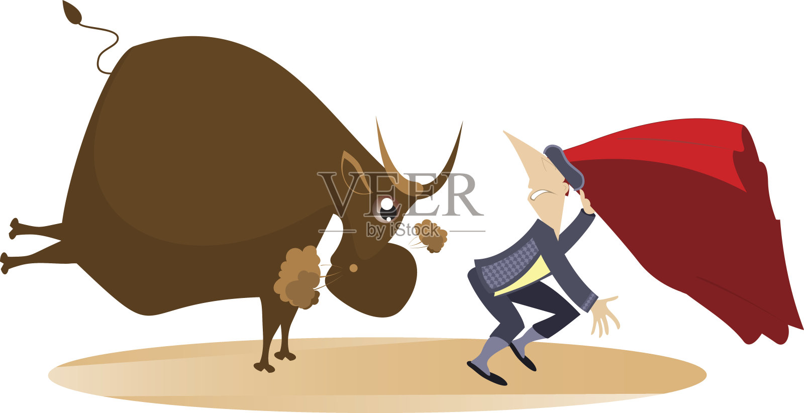 斗牛插画图片素材