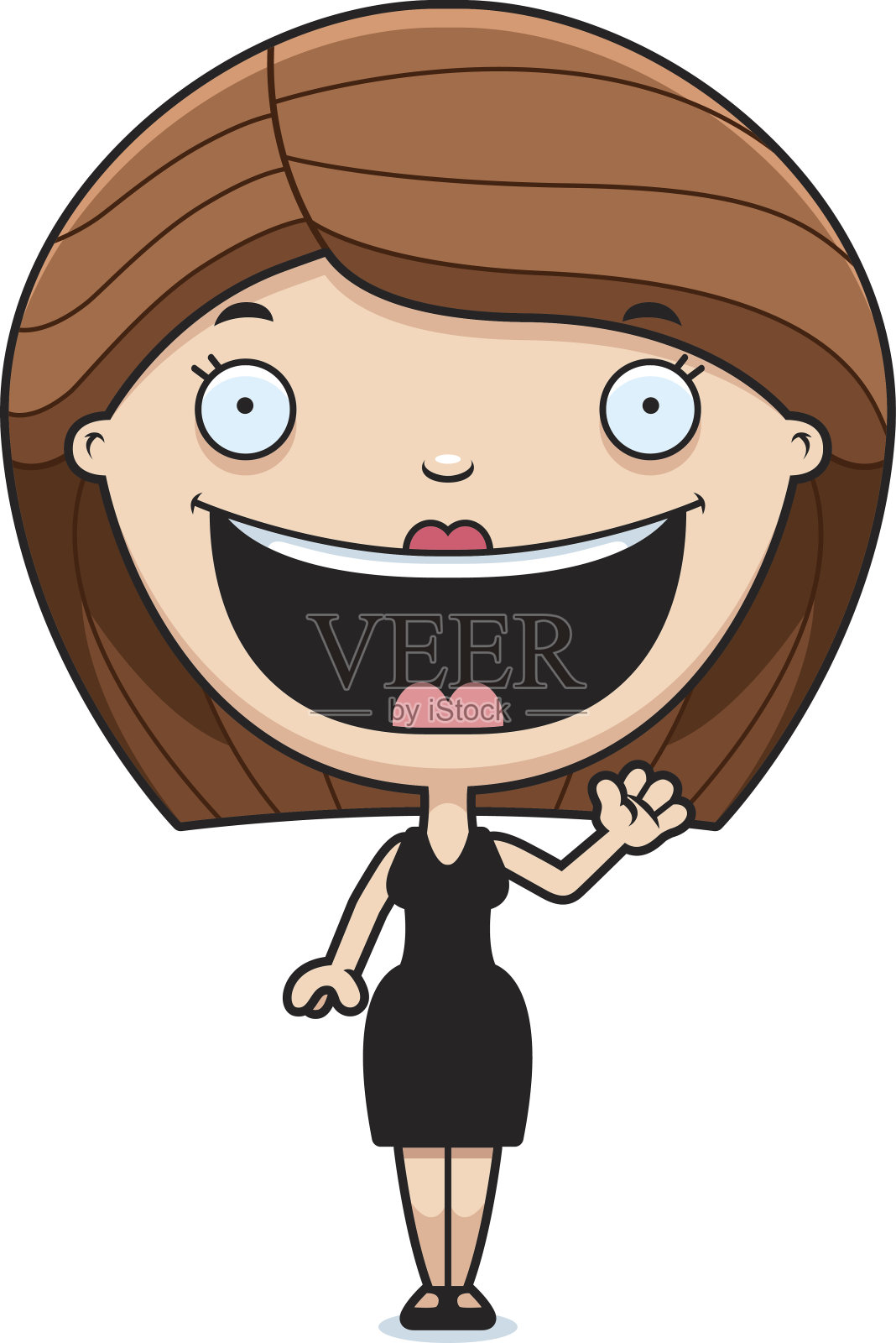 卡通女子黑衣挥手设计元素图片