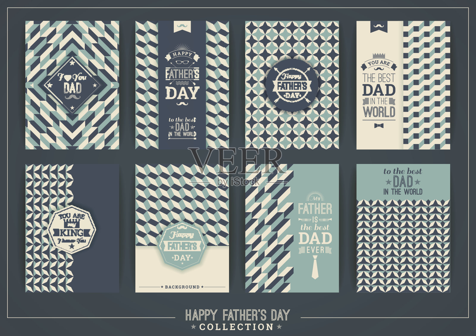 复古风格的父亲节模板快乐。插画图片素材