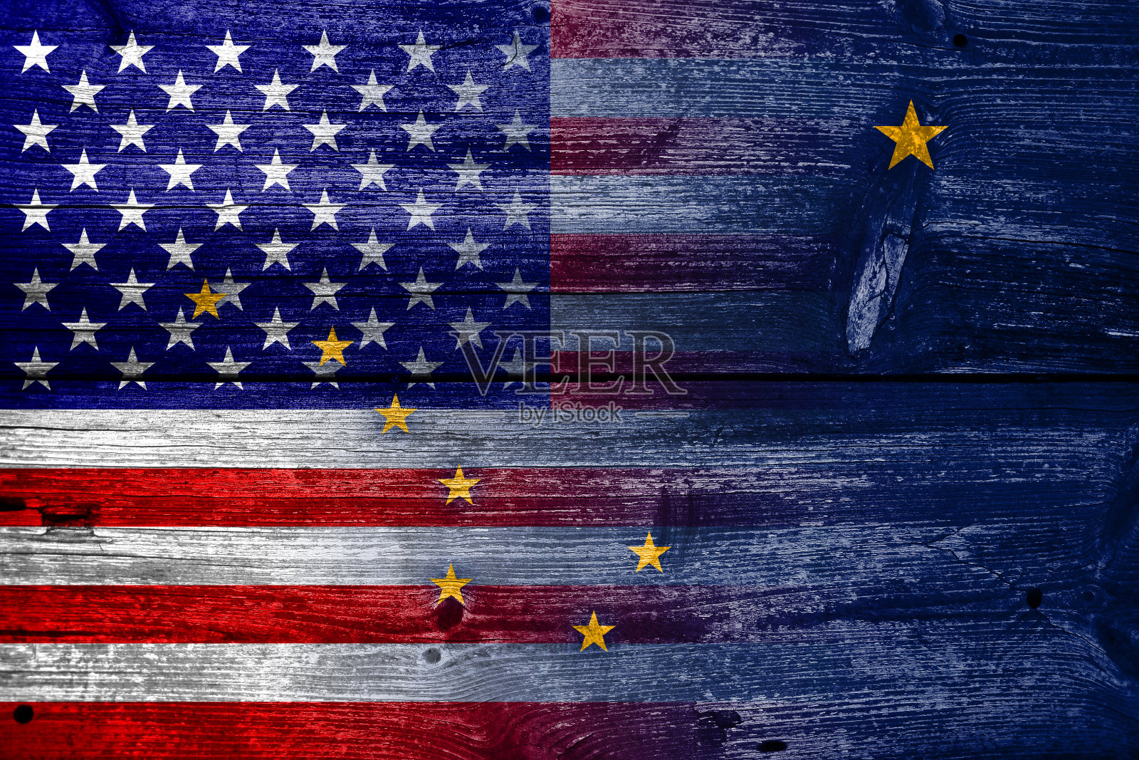 美国和阿拉斯加州国旗照片摄影图片