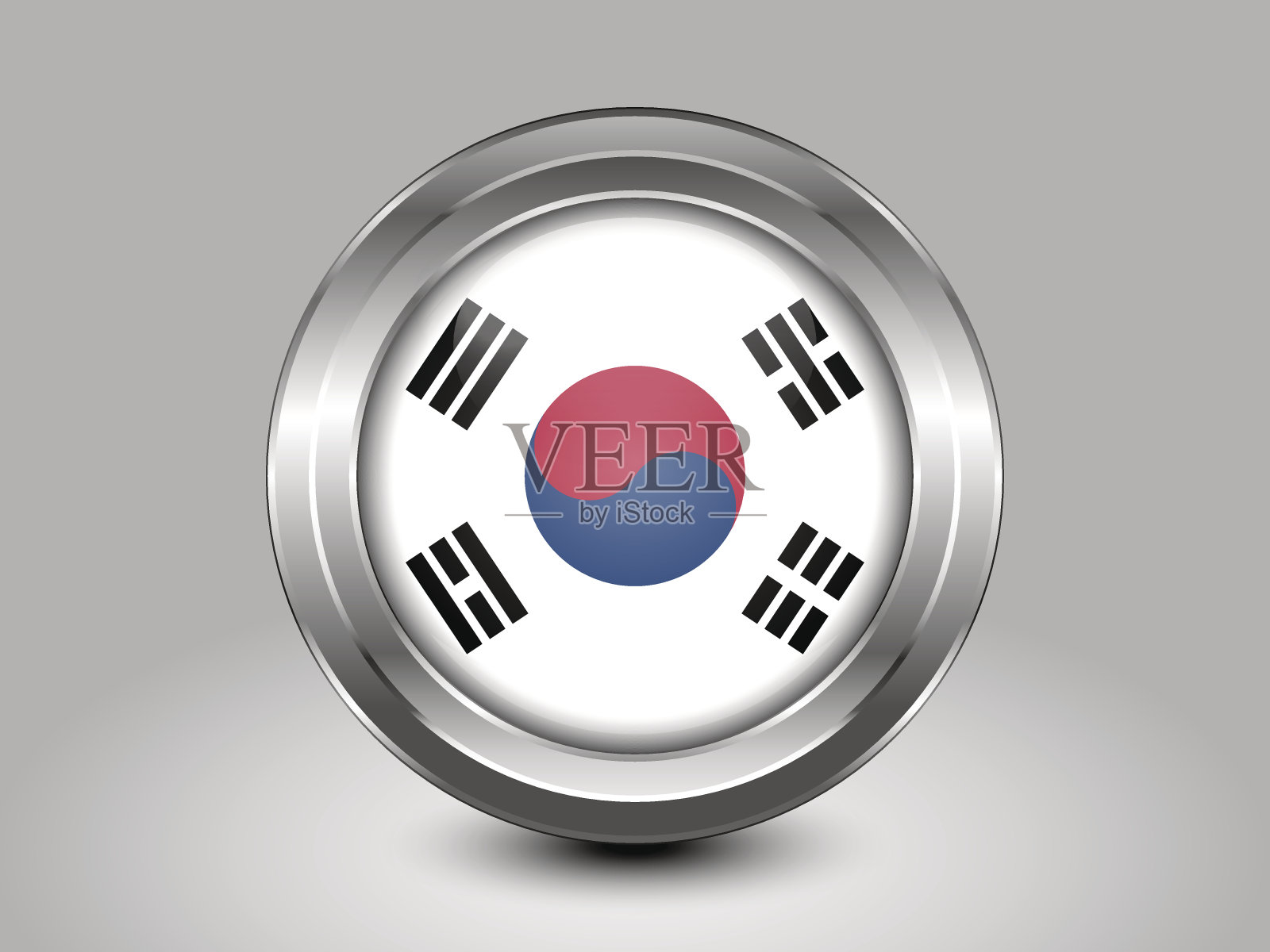 韩国国旗。金属圆形图标插画图片素材