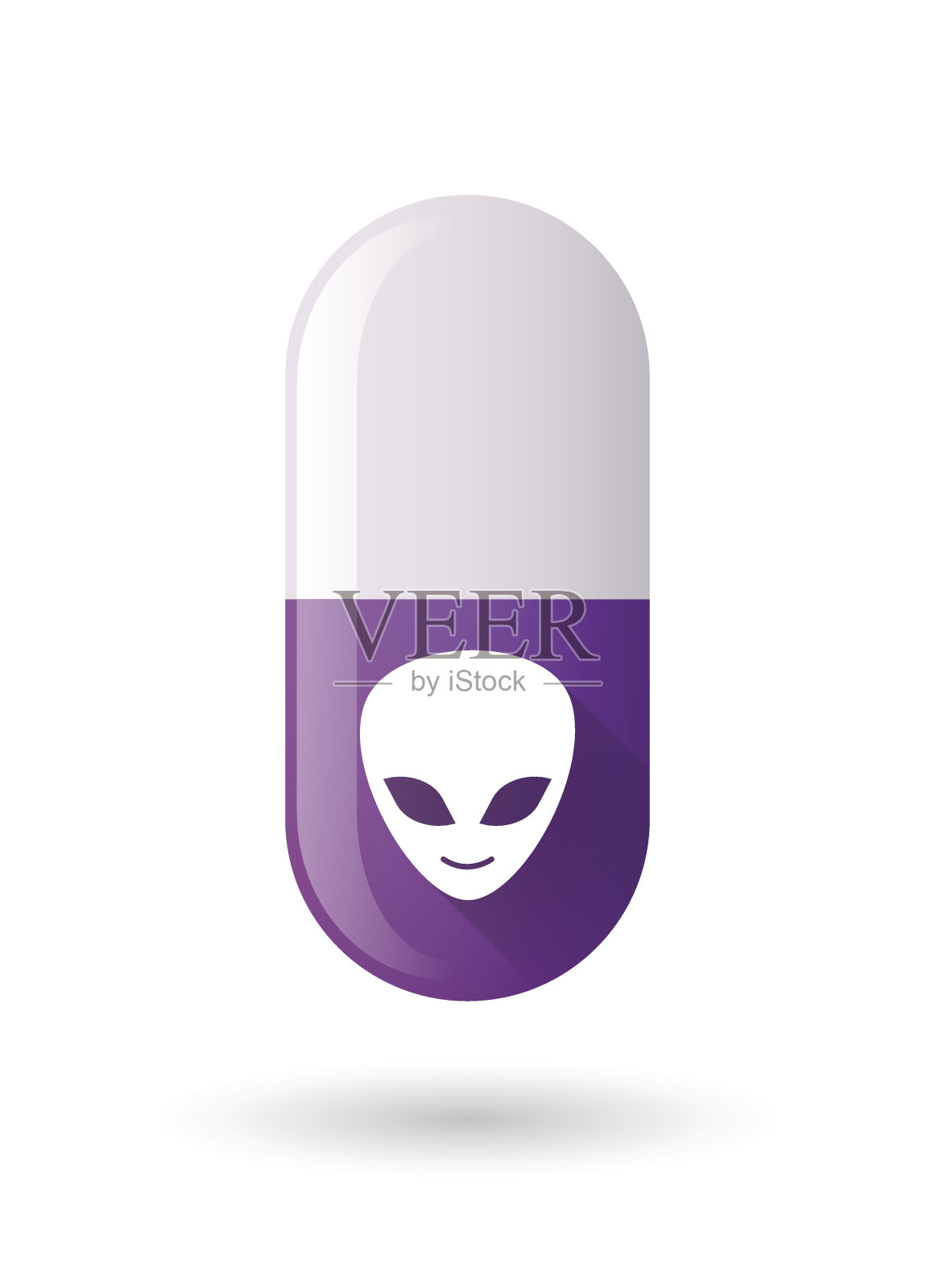 有一张外星人脸的紫色药丸图标设计元素图片