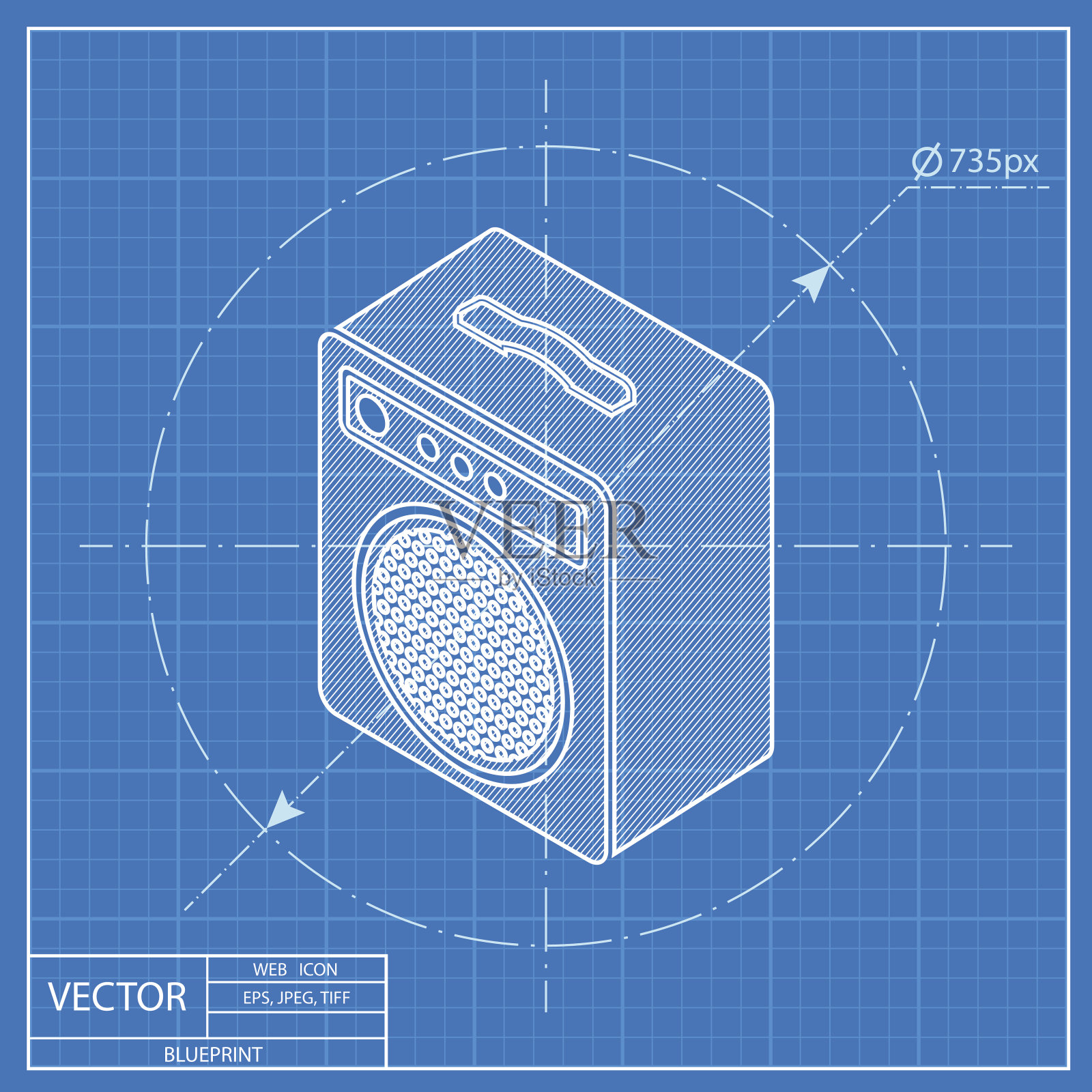 吉他放大器等距3d蓝图图标插画图片素材
