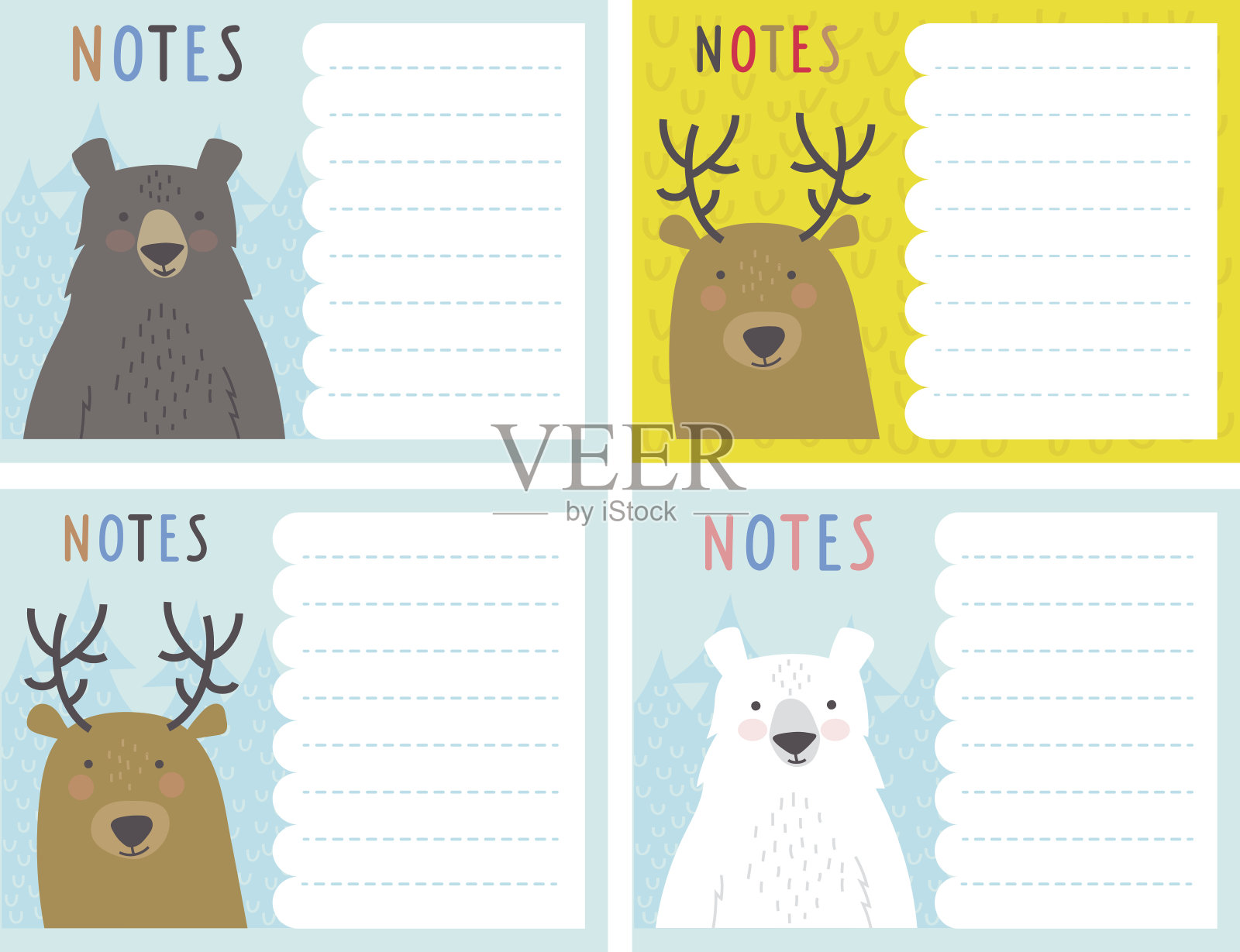 矢量笔记卡片集插画图片素材