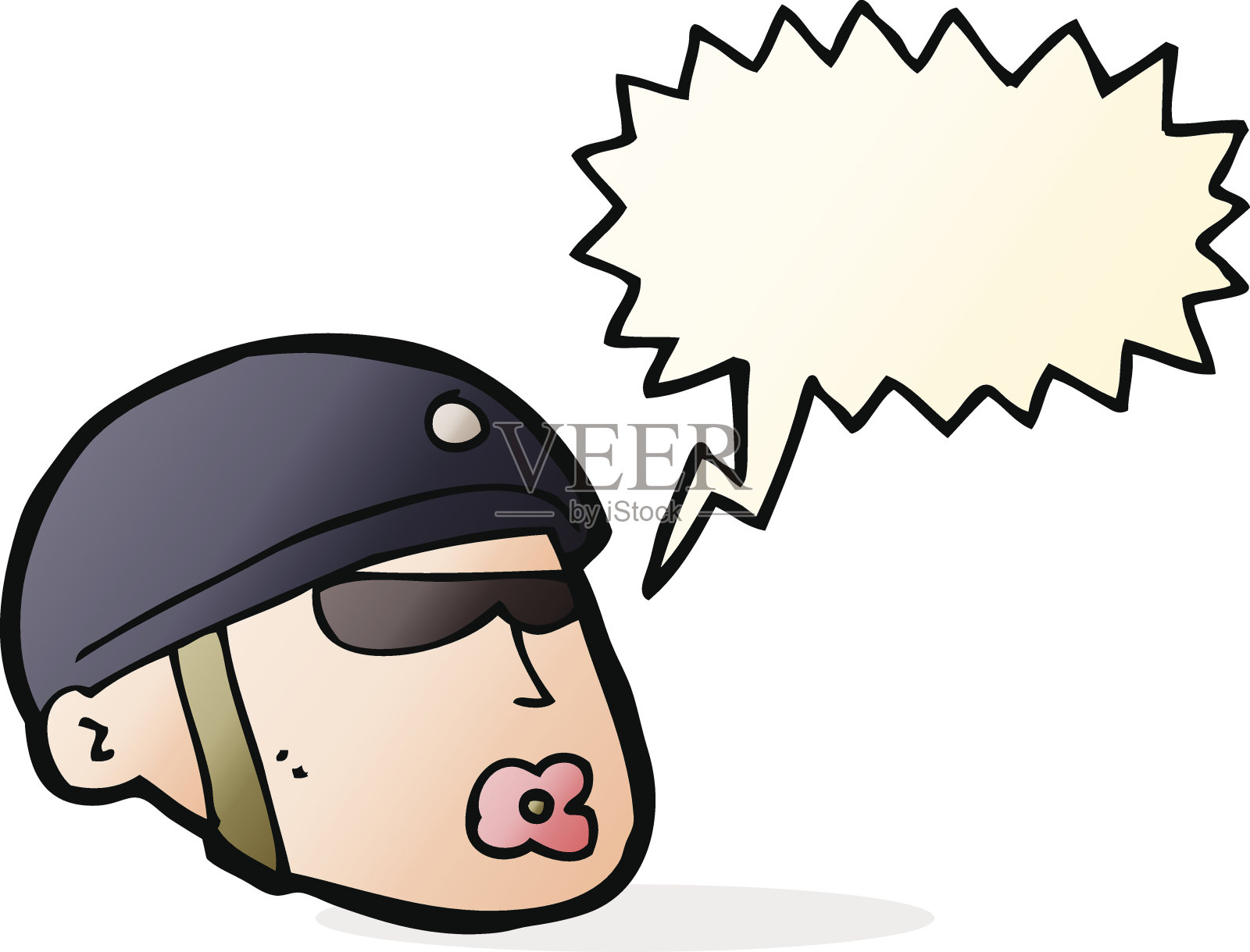 卡通警察头像与对话气泡设计元素图片