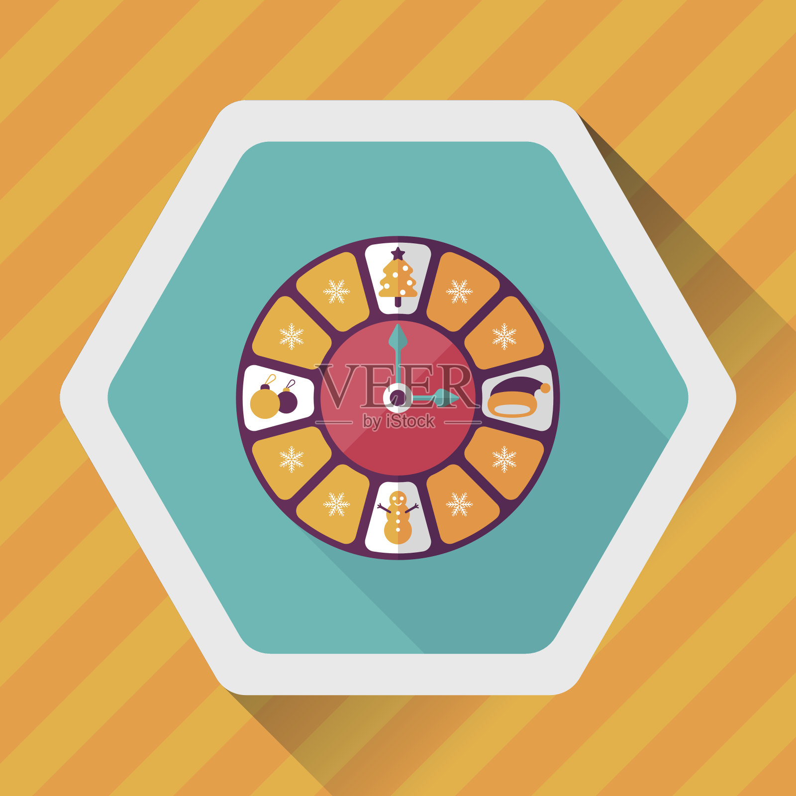 圣诞风格钟平图标与长影eps10图标素材