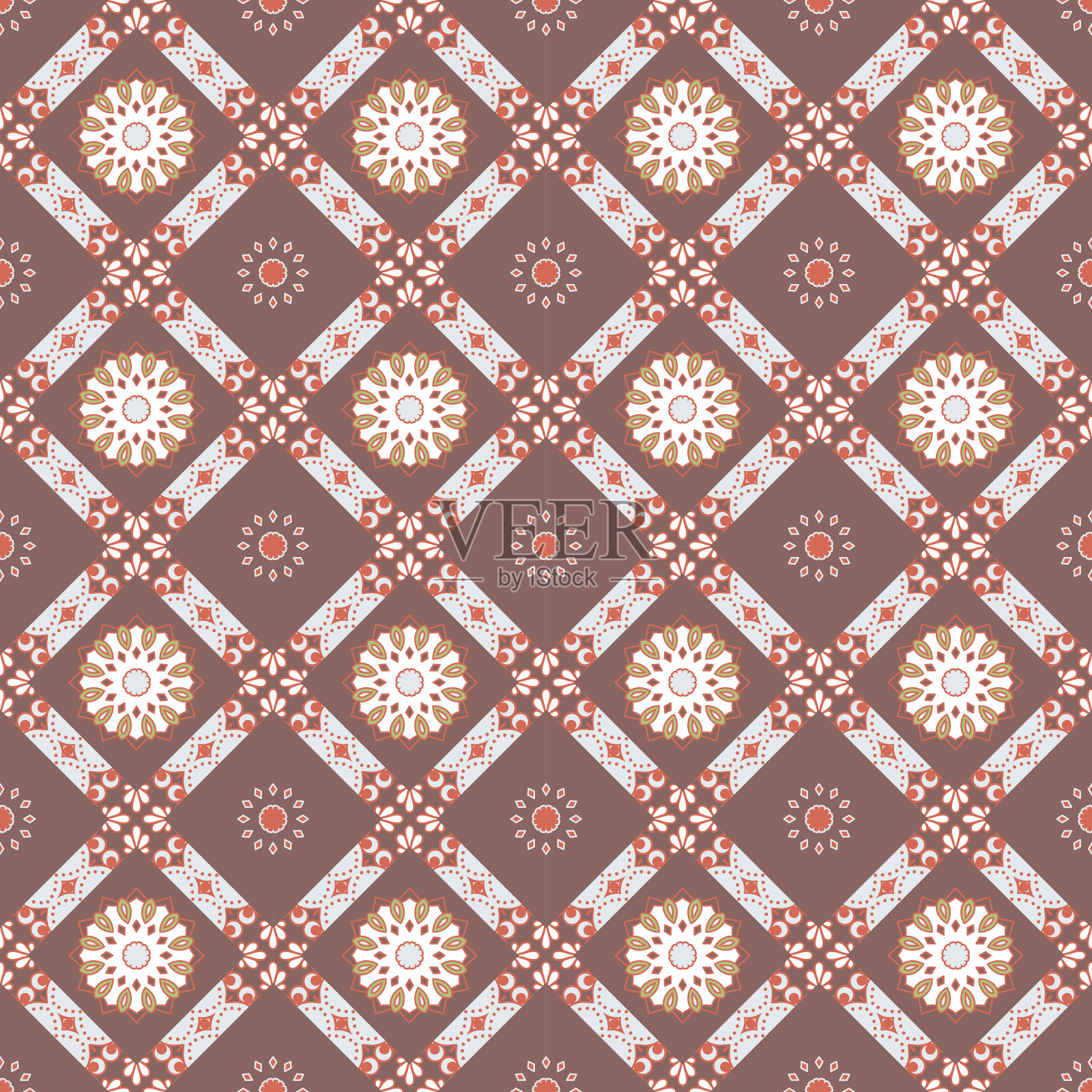 无缝手绘曼荼罗图案。插画图片素材