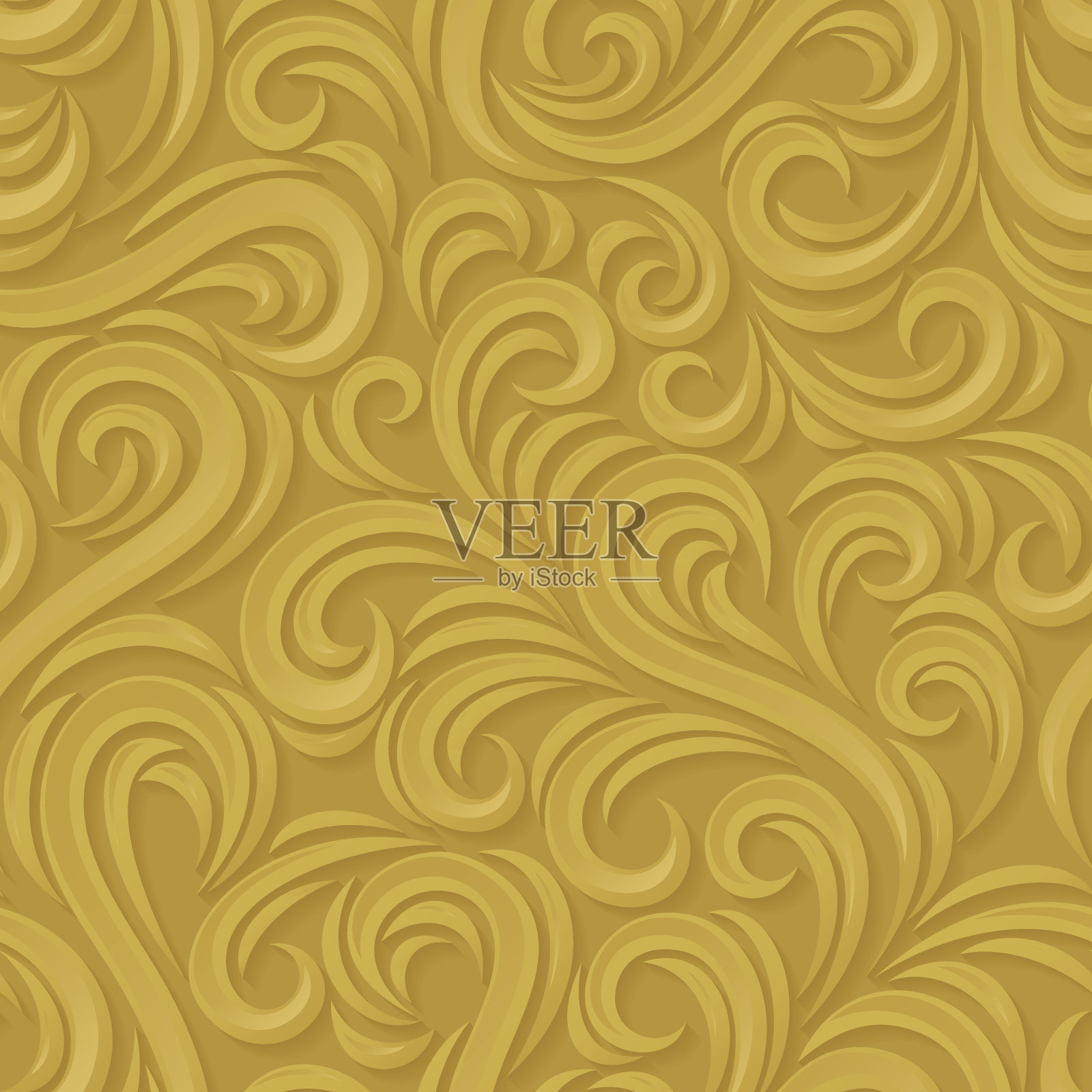 金色漩涡无缝图案。插画图片素材