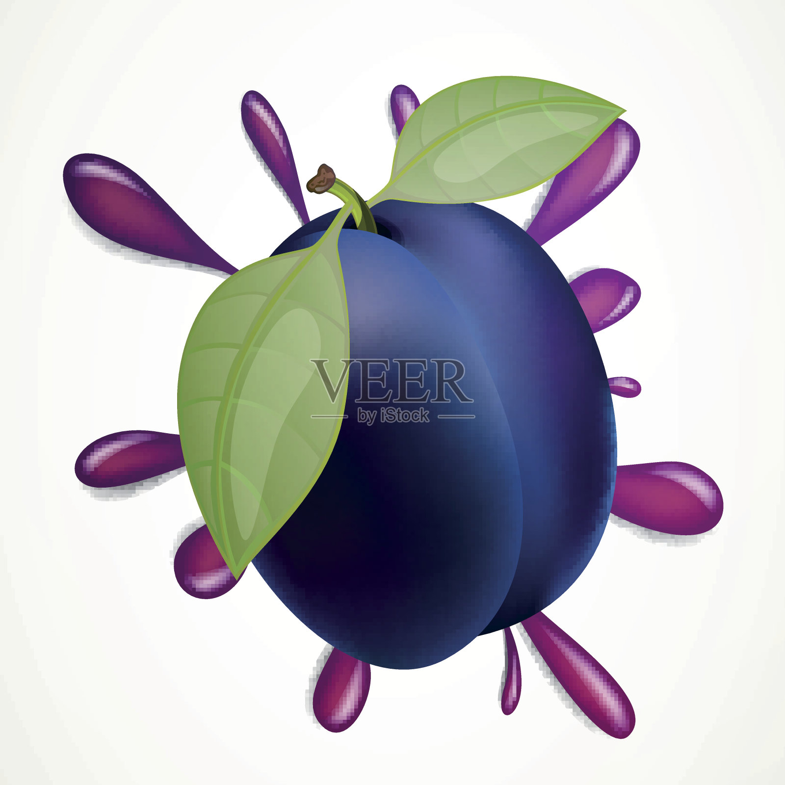 向量李子飞溅插画图片素材