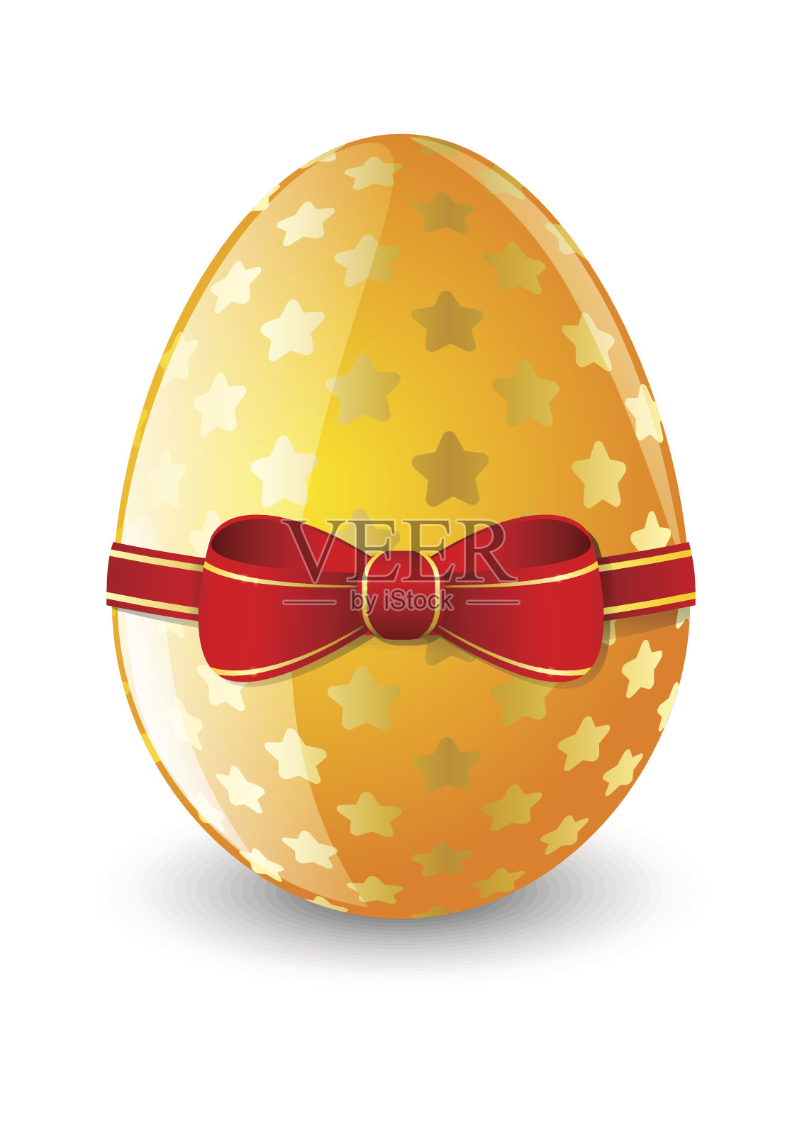 带红色蝴蝶结的复活节彩蛋插画图片素材