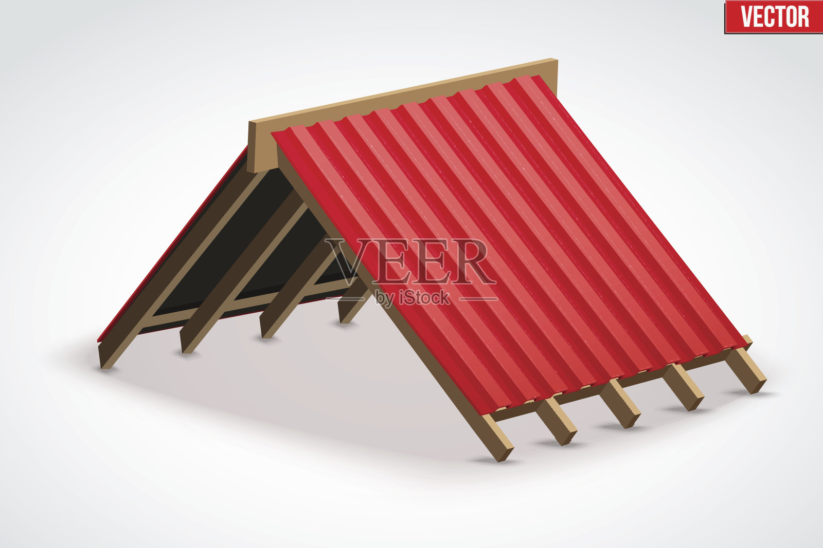 屋顶与波浪金属覆盖的图标插画图片素材