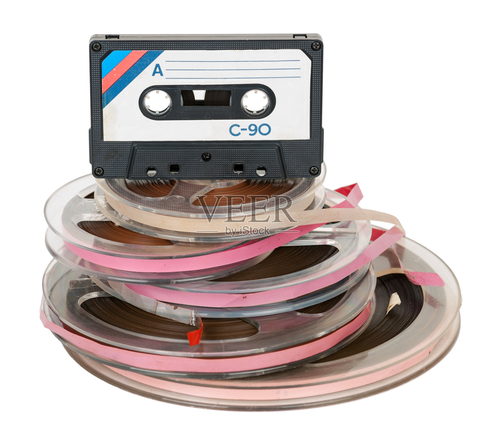 一堆磁带卷和磁带照片摄影图片