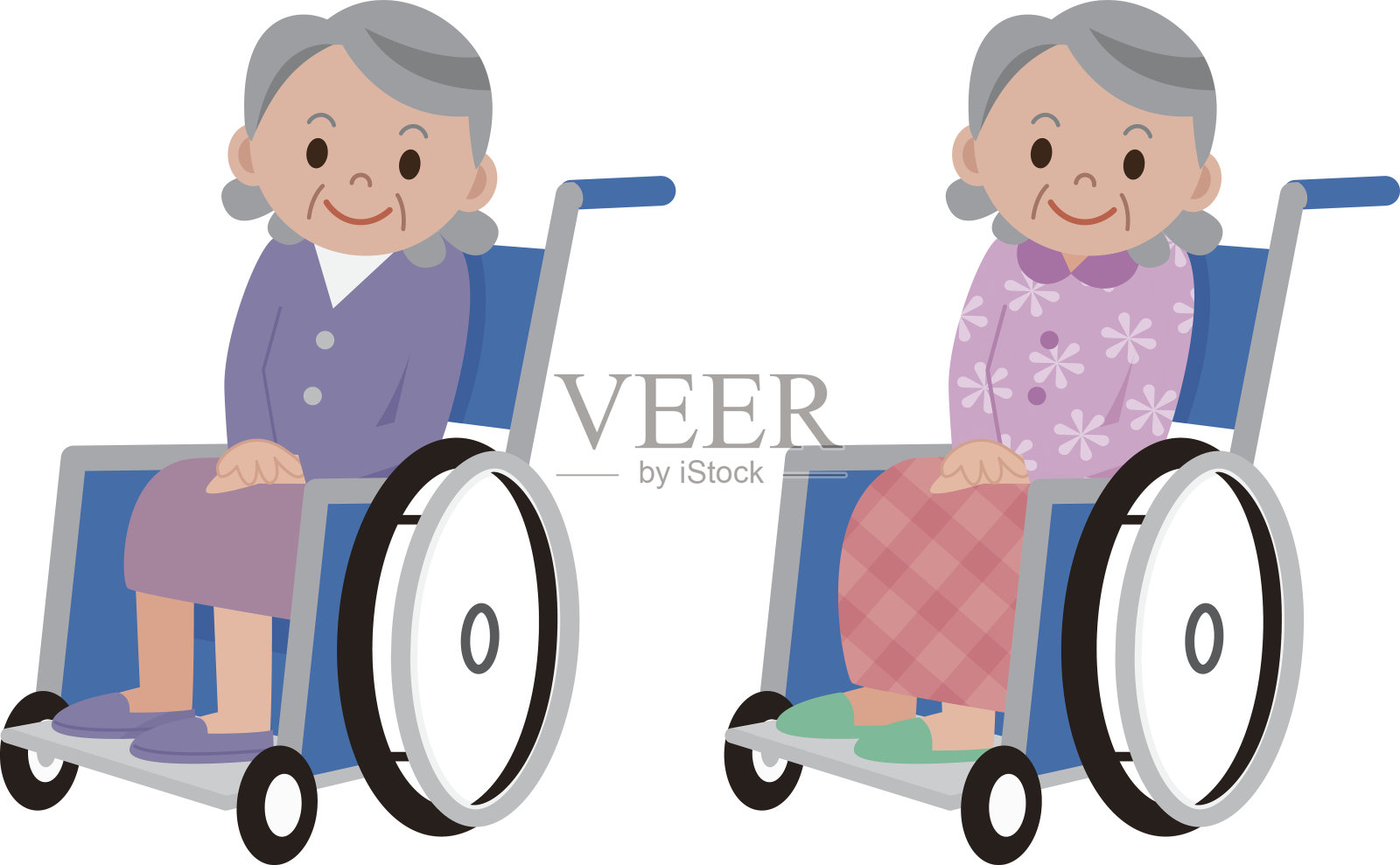 坐在轮椅上的老年妇女的肖像设计元素图片