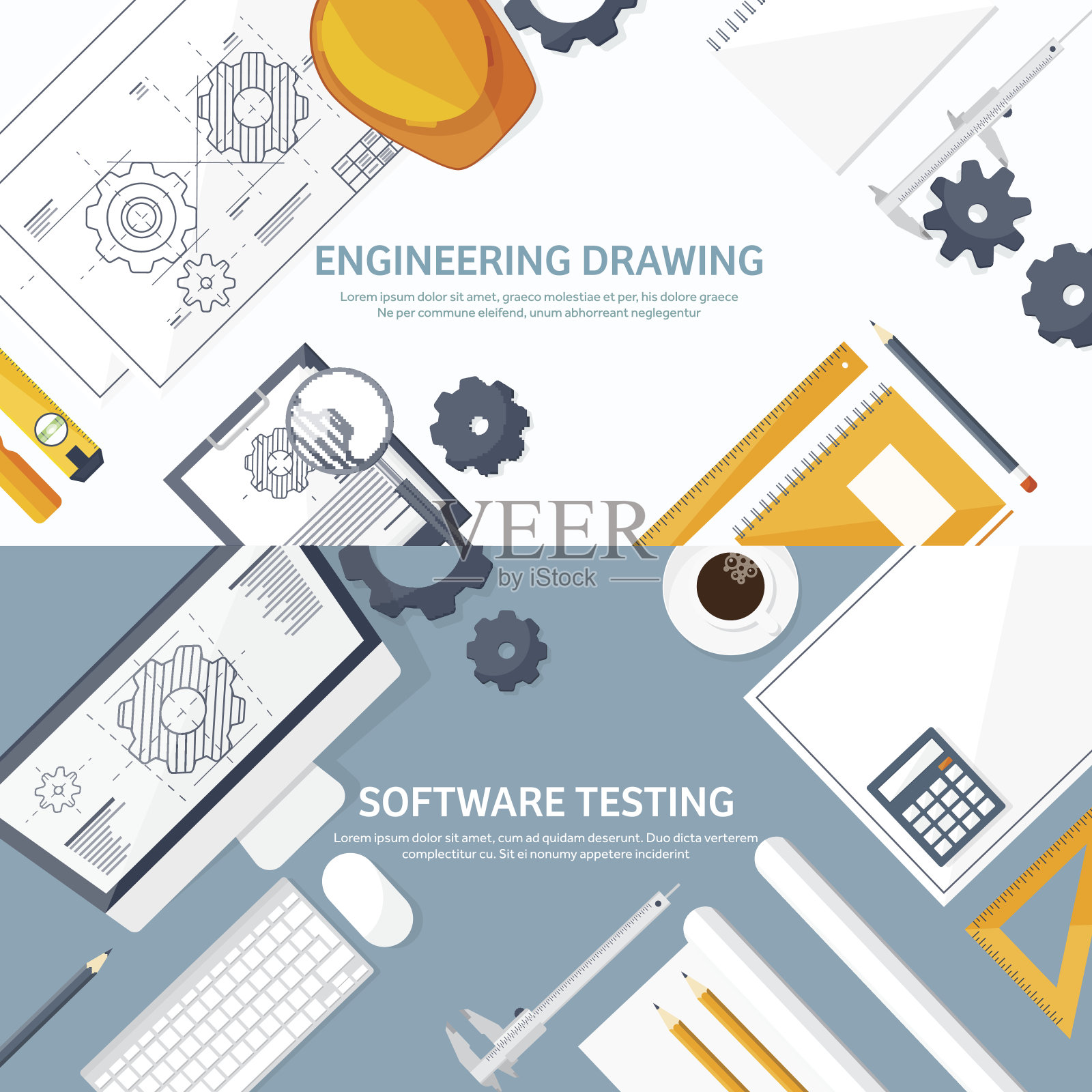 矢量插图。工程和建筑。笔记本,电脑。绘画,建筑。建筑插画图片素材