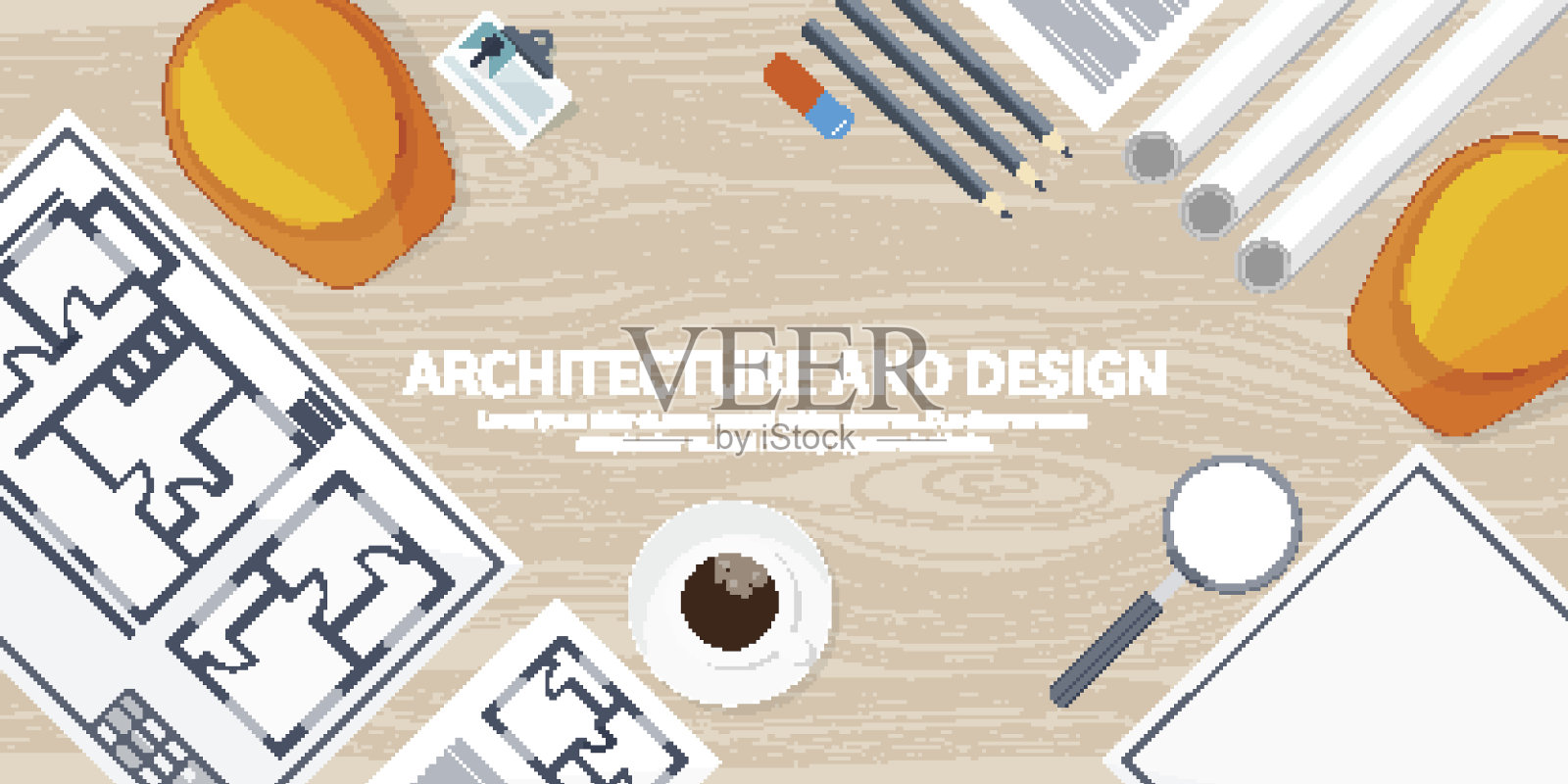 矢量插图。工程和建筑。绘画,建筑。建筑项目。设计插画图片素材