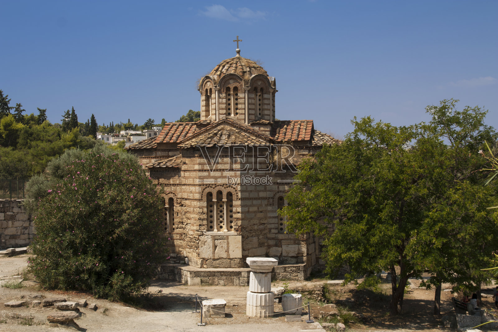 古老的东正教教堂在Agora照片，雅典，希腊照片摄影图片