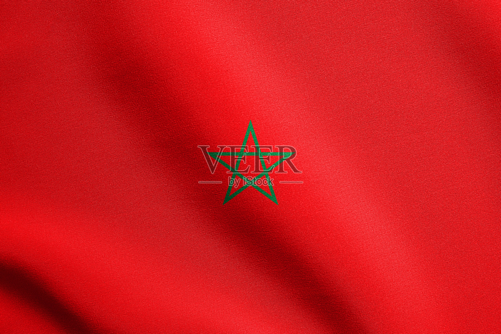 摩洛哥飘扬的织物质地的旗帜照片摄影图片