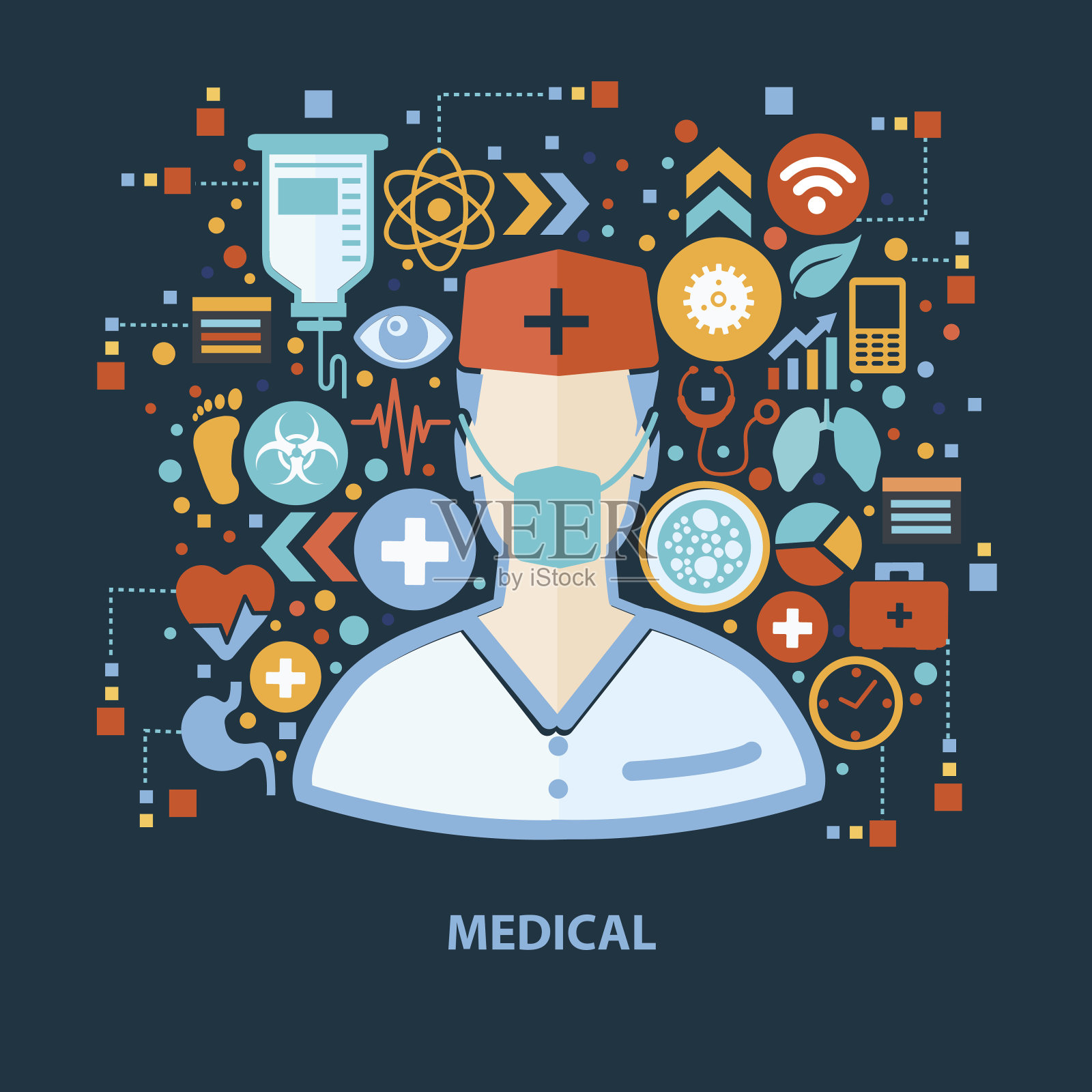 医学概念设计上深色背景，干净的矢量插画图片素材