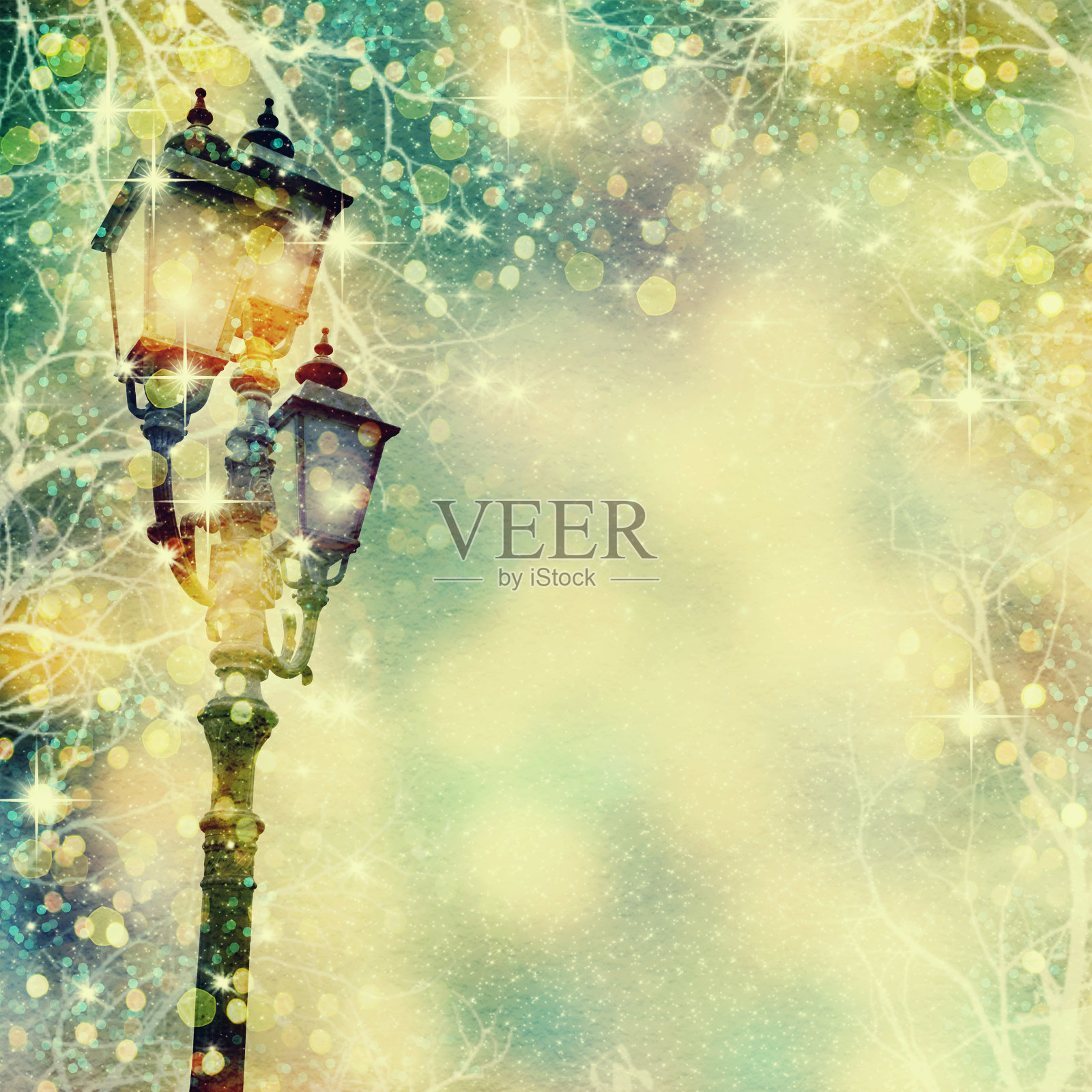 街道圣诞灯的背景。照片摄影图片