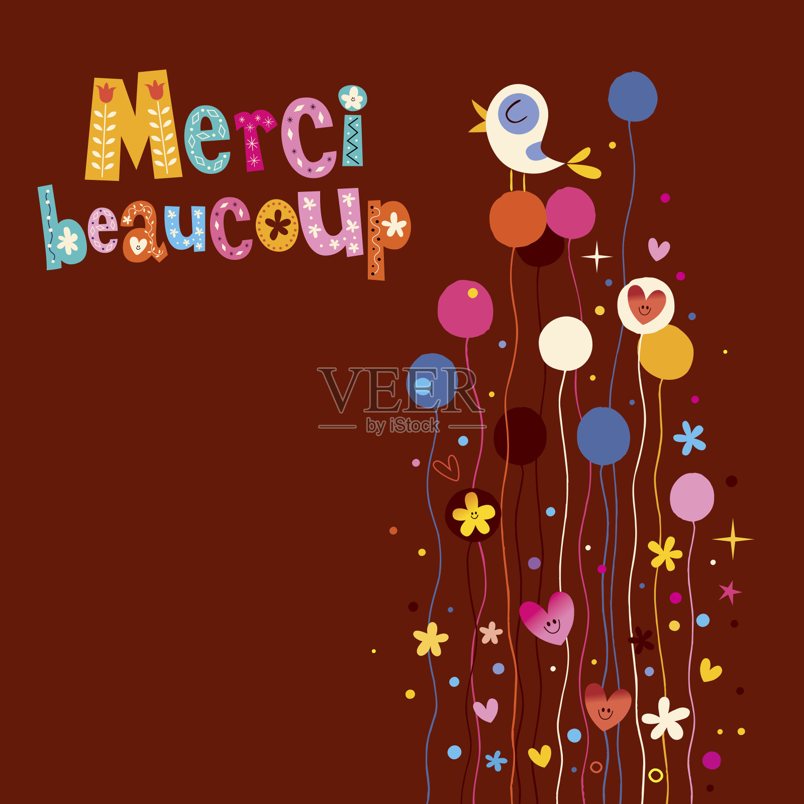 非常感谢你的法语贺卡设计模板素材