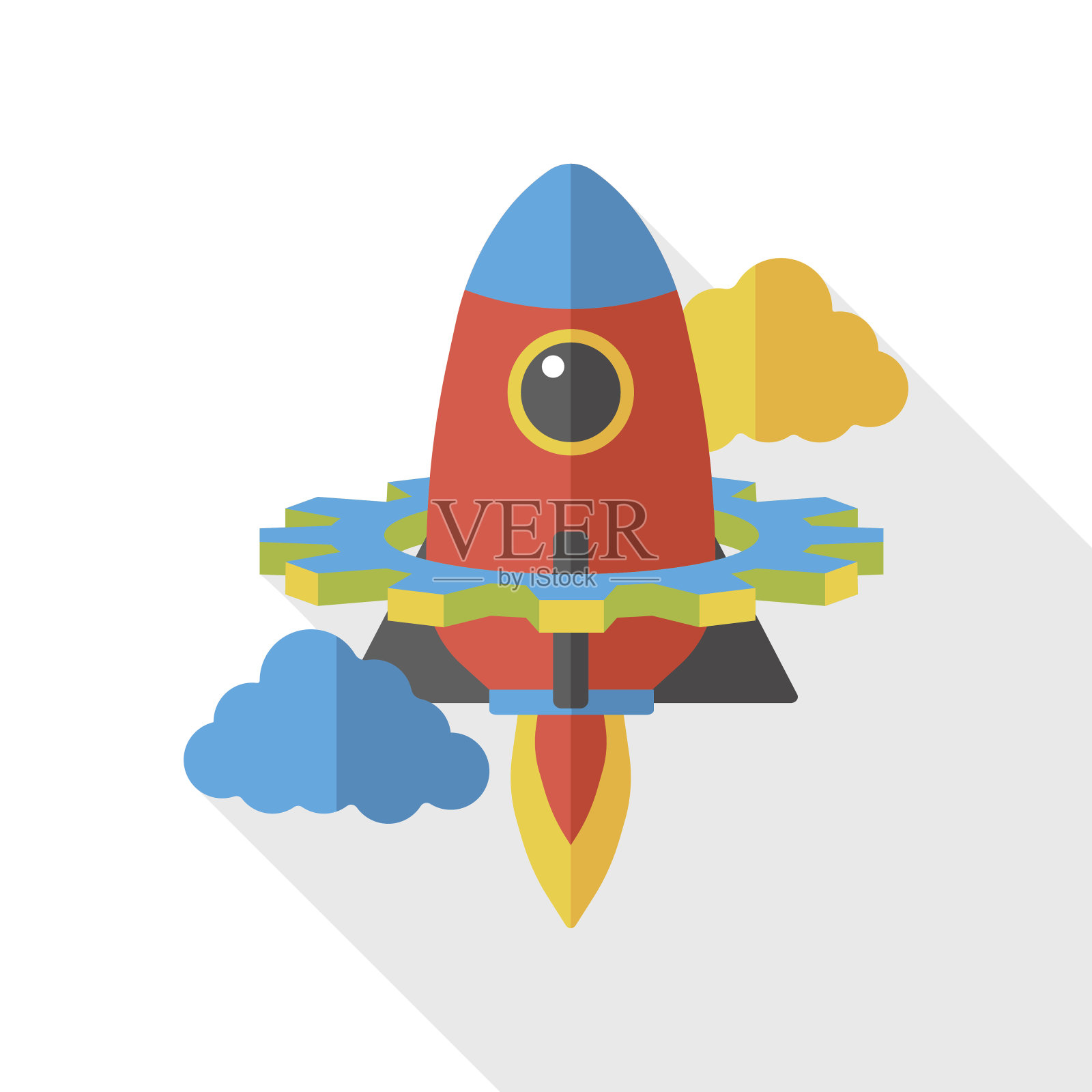飞船火箭平面图标插画图片素材