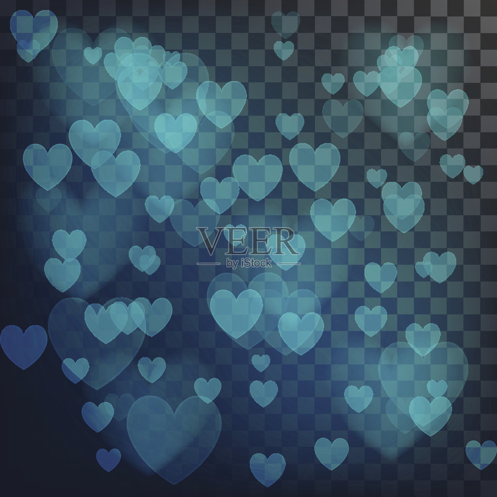 向量爱抽象背景。闪亮的心，淡淡情人节插画图片素材