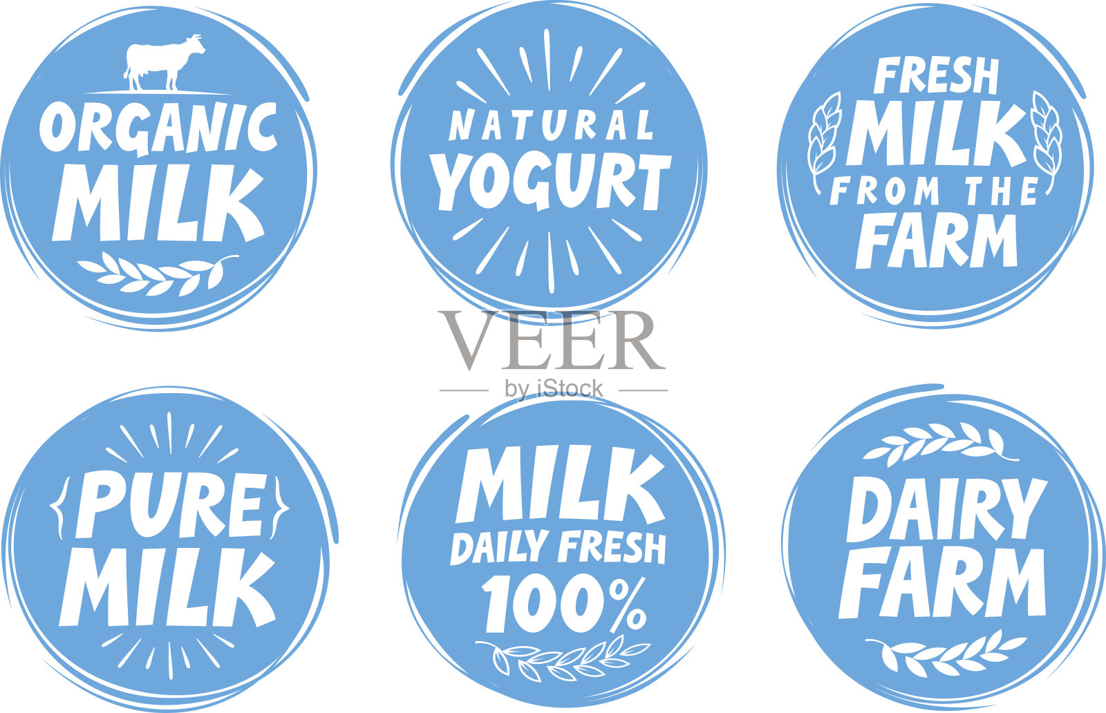 牛奶集图标，标签，元素。乳品食品的标志、模板、符号插画图片素材