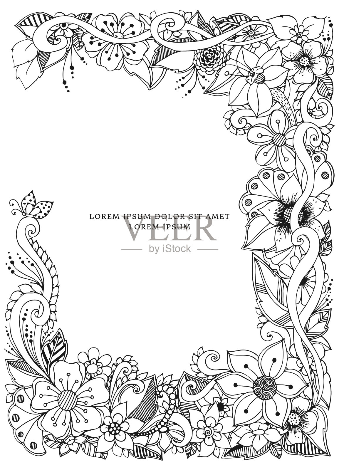 矢量插图的花卉框架插画图片素材