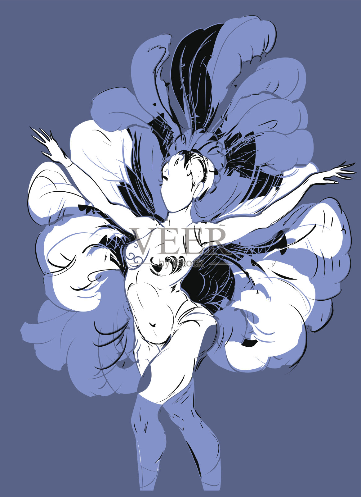 背景与滑稽剧舞者插画图片素材