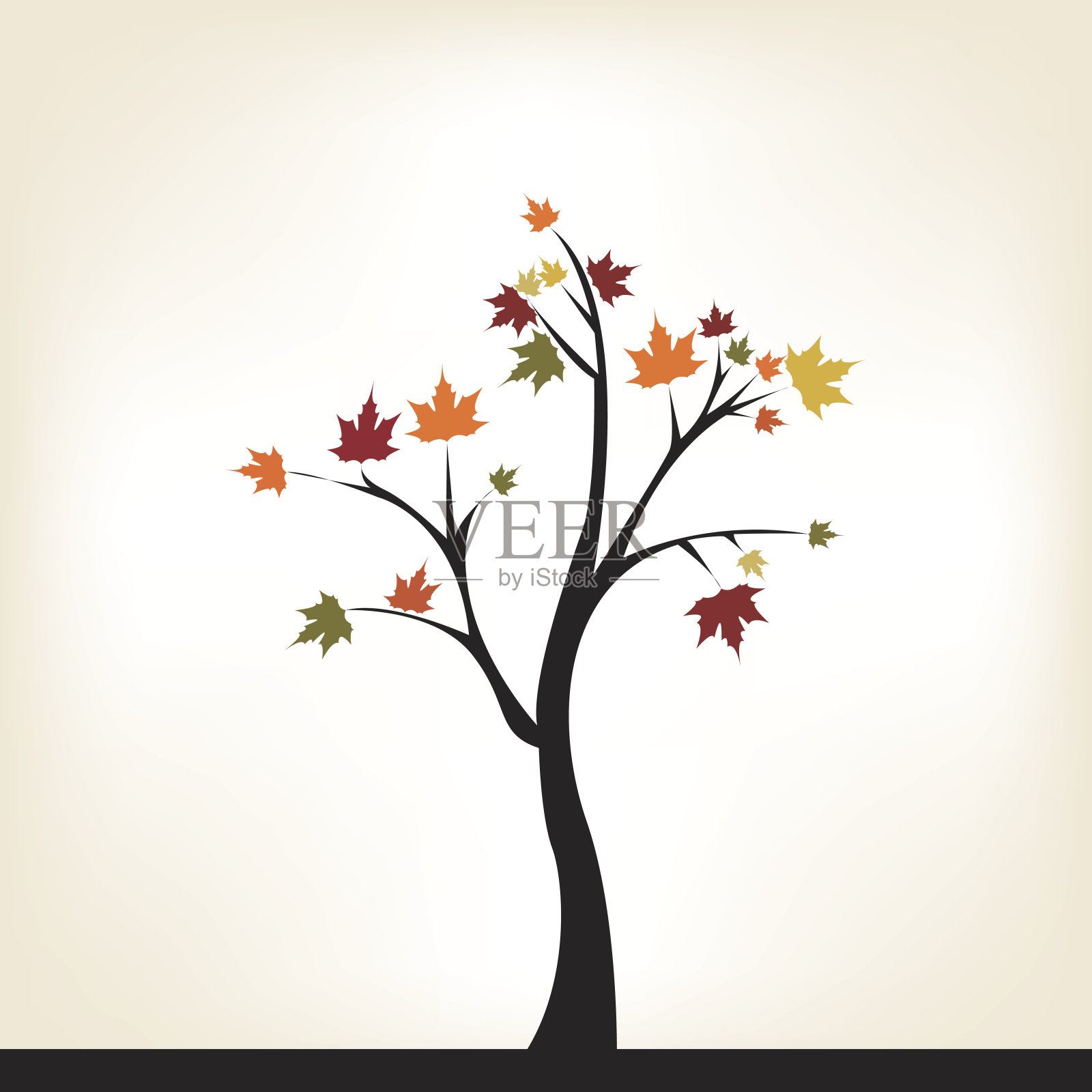 秋天的树插画图片素材
