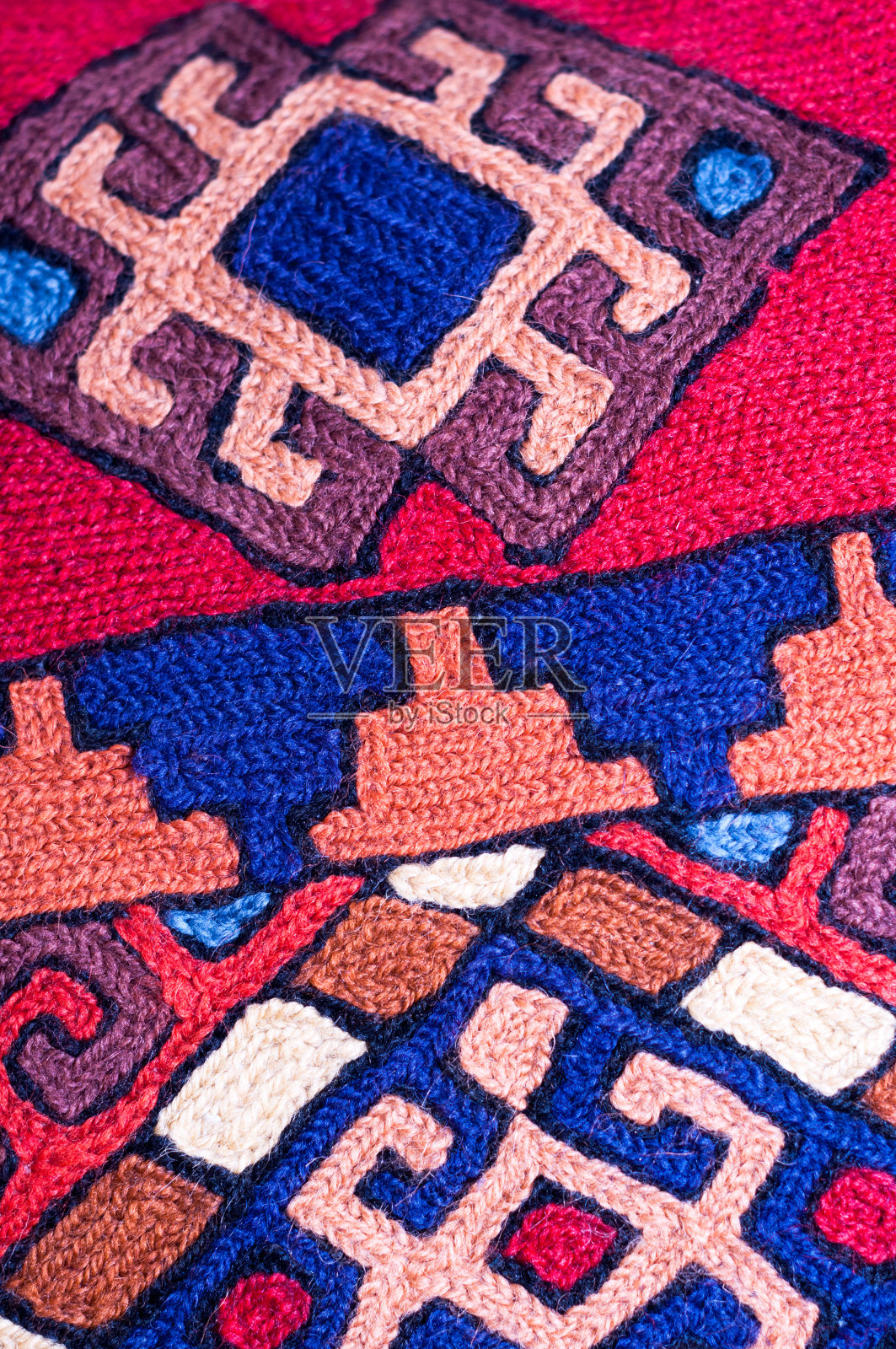 彩色传统织物图案特写照片摄影图片