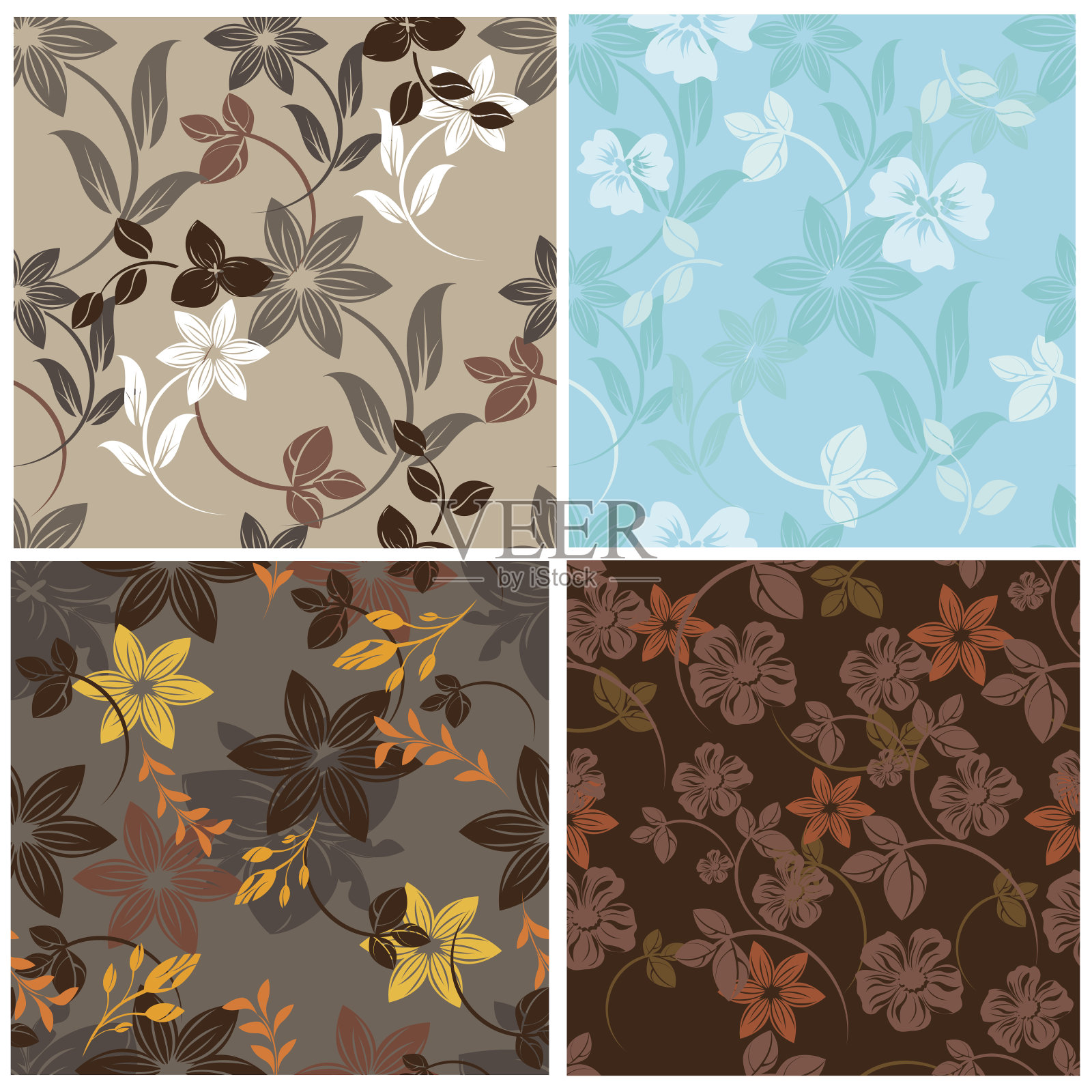 无缝的花朵图案插画图片素材