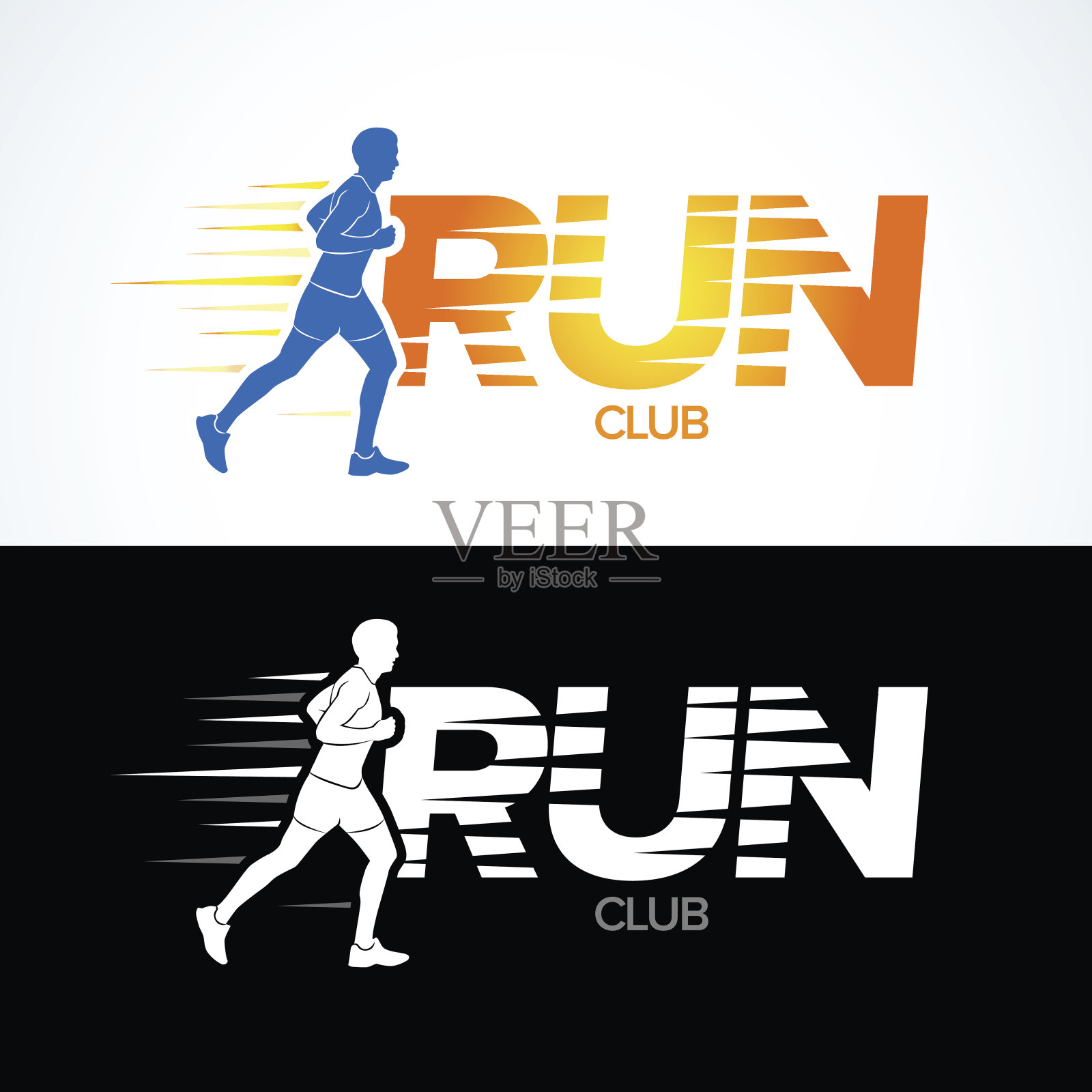 运行俱乐部会徽模板。插画图片素材
